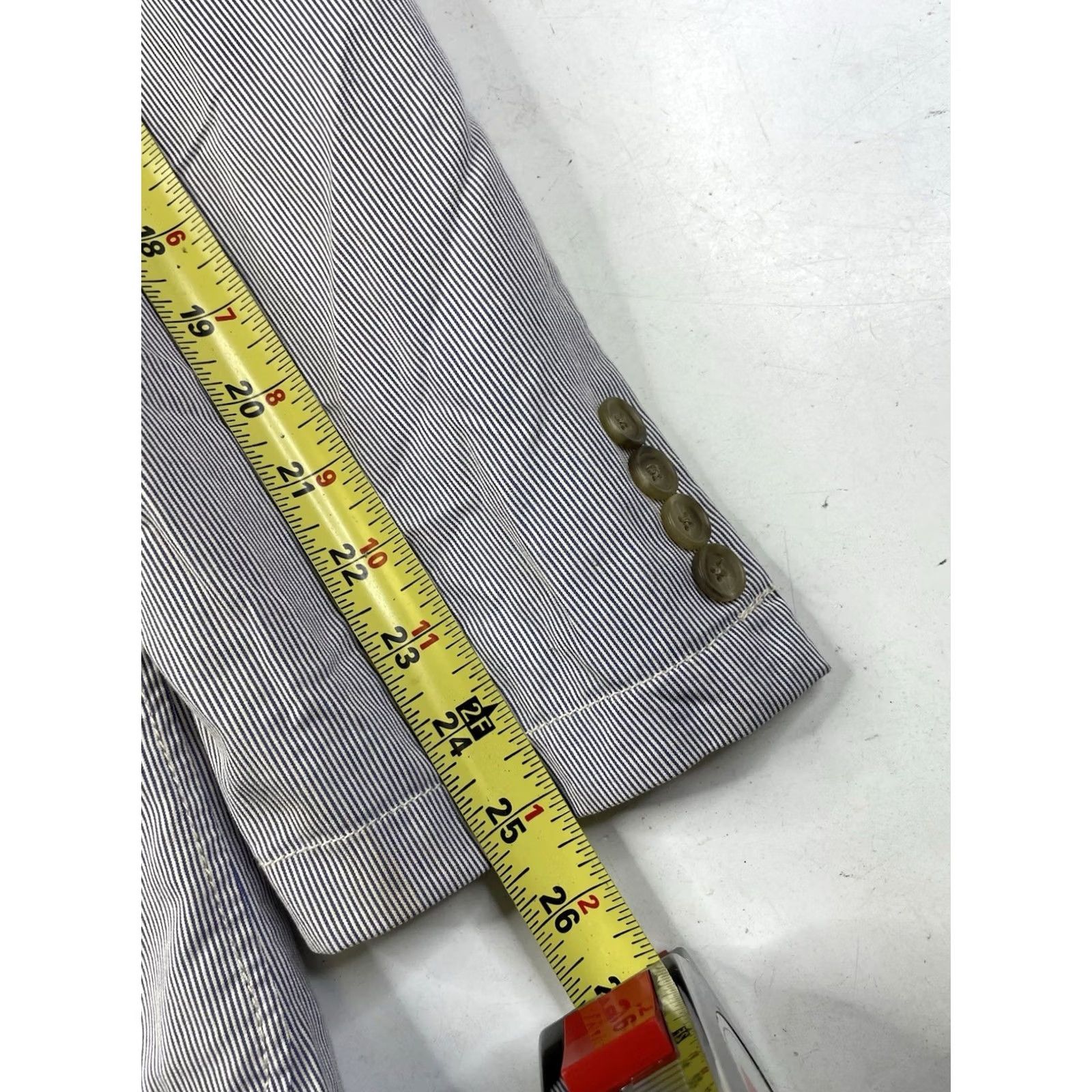 J.Crew J.Crew Mens Large Blue Striped Cotton Sport Coat Seersucker Blazer 3 Button Size 42R - 6 Thumbnail