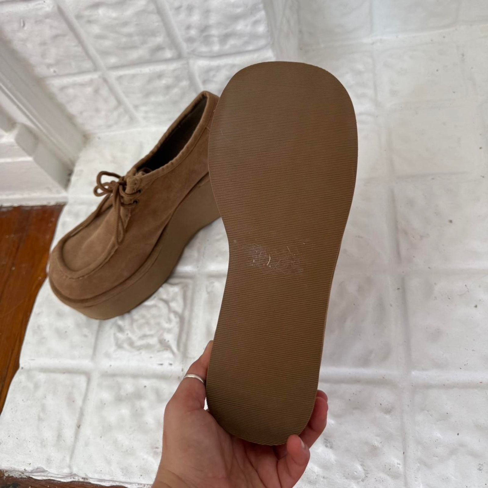 Vintage ✿ y2k suede platform lace up shoes ✿ Size US 9.5 / IT 39.5 - 7 Thumbnail