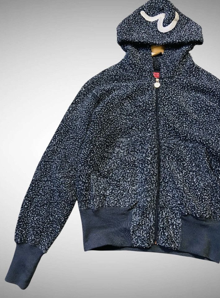 Evisu Vintage Evisu Sherpa Fleece Zip-Up Hoodie - Charcoal Marl Size US L / EU 52-54 / 3 - 4 Thumbnail