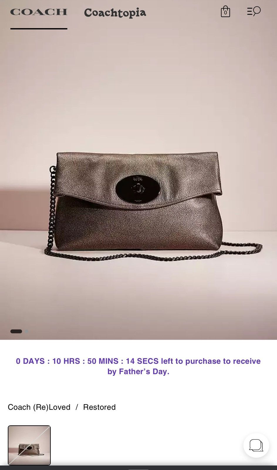 Coach Turnlock Clutch in Metallic Leather Size ONE SIZE - 1 Thumbnail