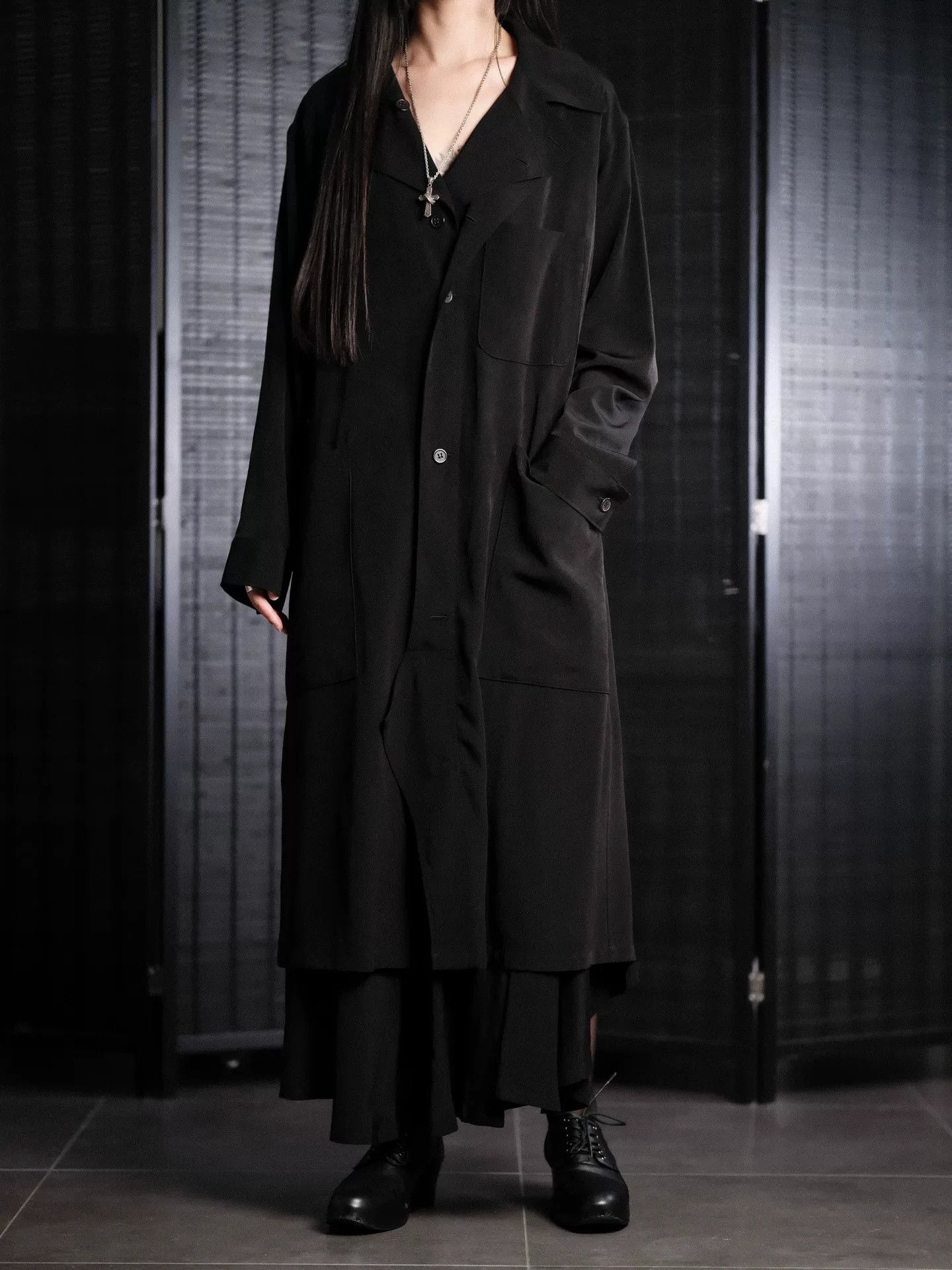 Yohji Yamamoto Yohji Yamamoto 23AW Black Mid-Length Coat Size M / US 6-8 / IT 42-44 - 2 Thumbnail