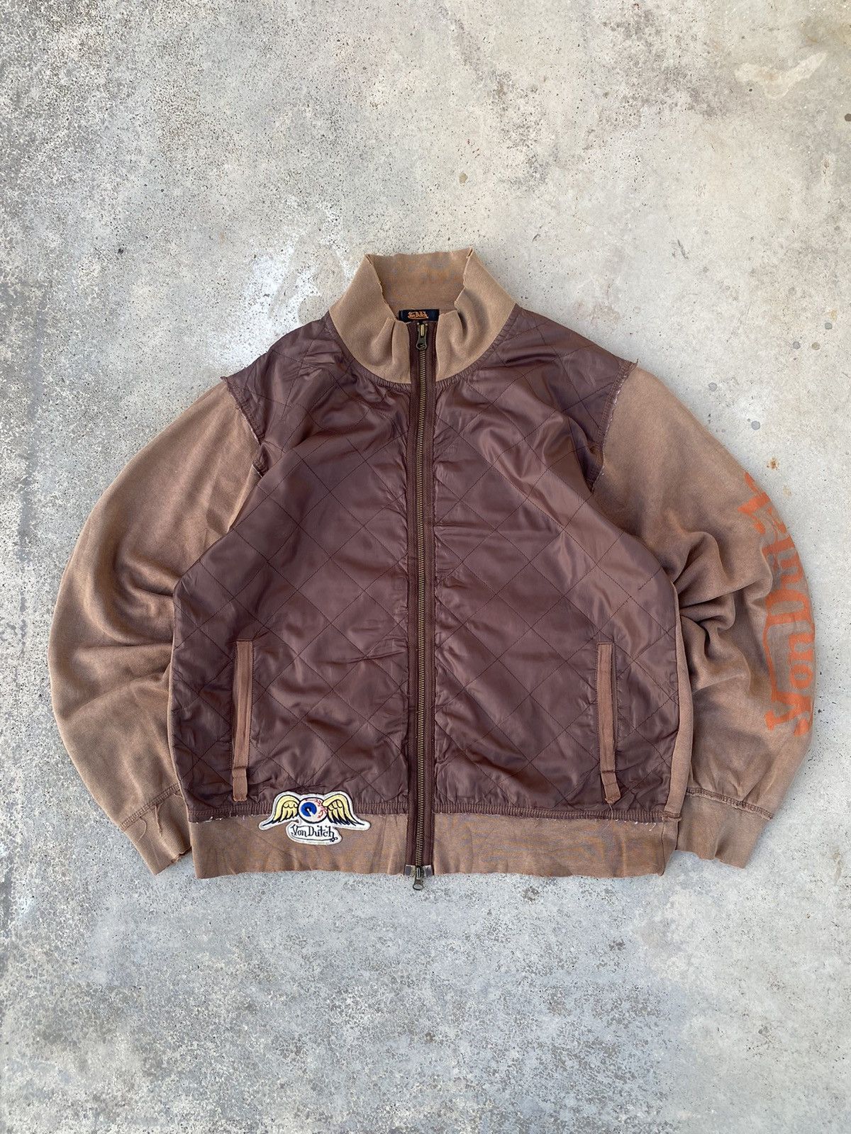 Vintage Vintage 90s Von Dutch Eye Wings Zip Up Sweater Brown Size US L / EU 52-54 / 3 - 1 Thumbnail