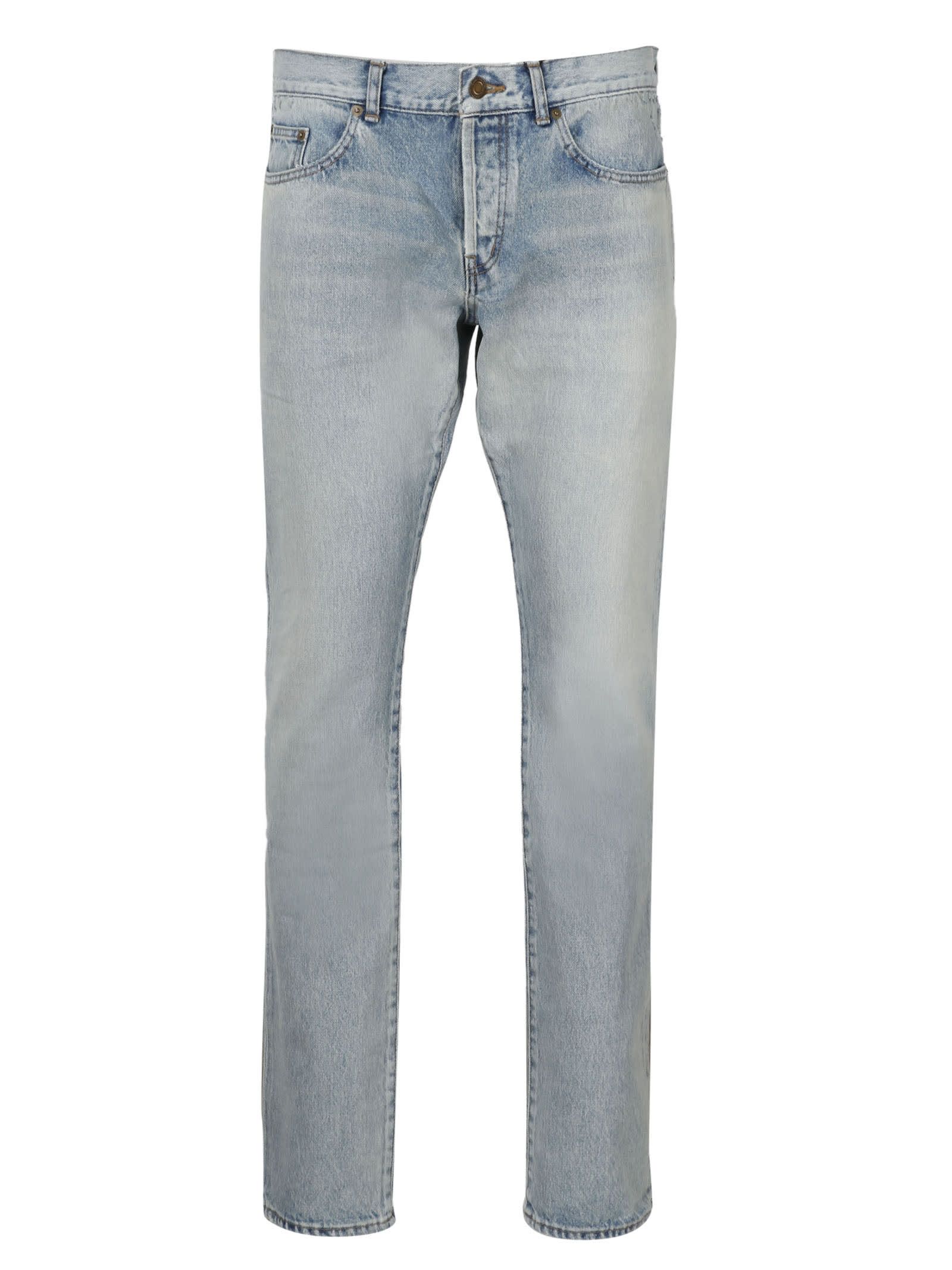 image of Saint Laurent Paris Oc11Z0124 Slim-Fit Jeans In 80's Vintage Blue Denim In Blue, Men's (Size 26)