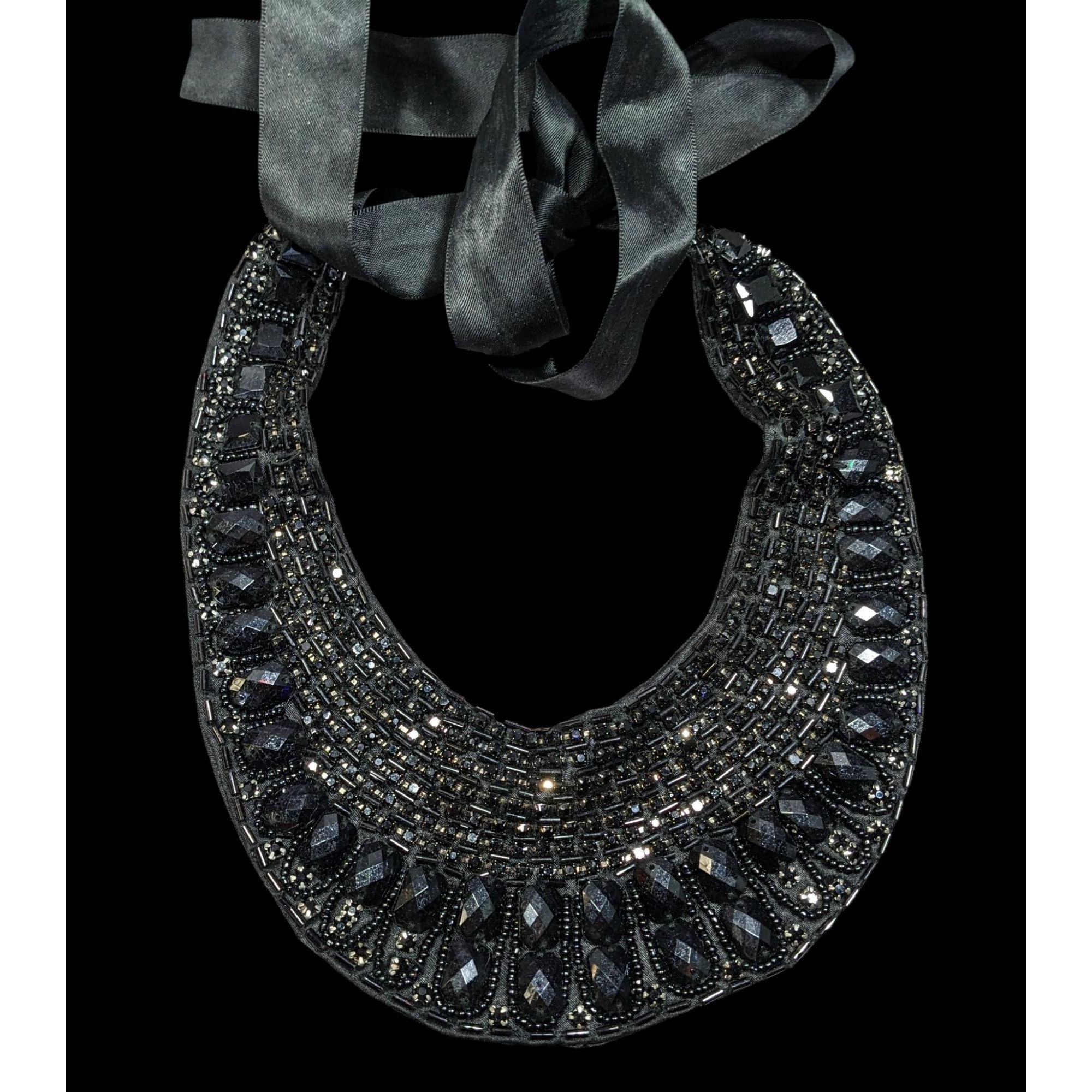 Other Gothic Vintage Handmade Satin Lined Glass Beaded Tie On Coll Size ONE SIZE - 1 Thumbnail