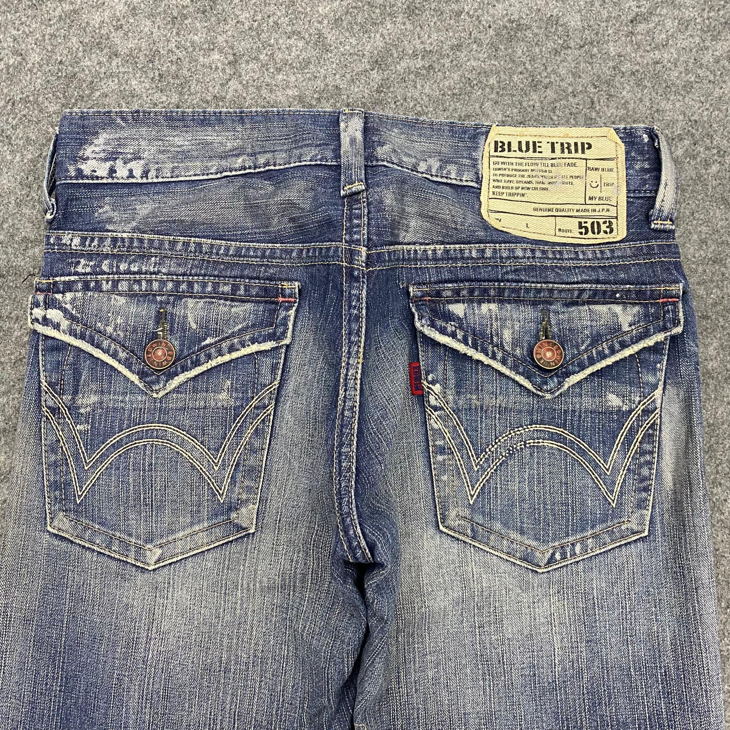 Edwin 💥Best Offer💥Vintage Edwin 503 Blue Trip Distressed Denim Size US 32 / EU 48 - 13 Thumbnail