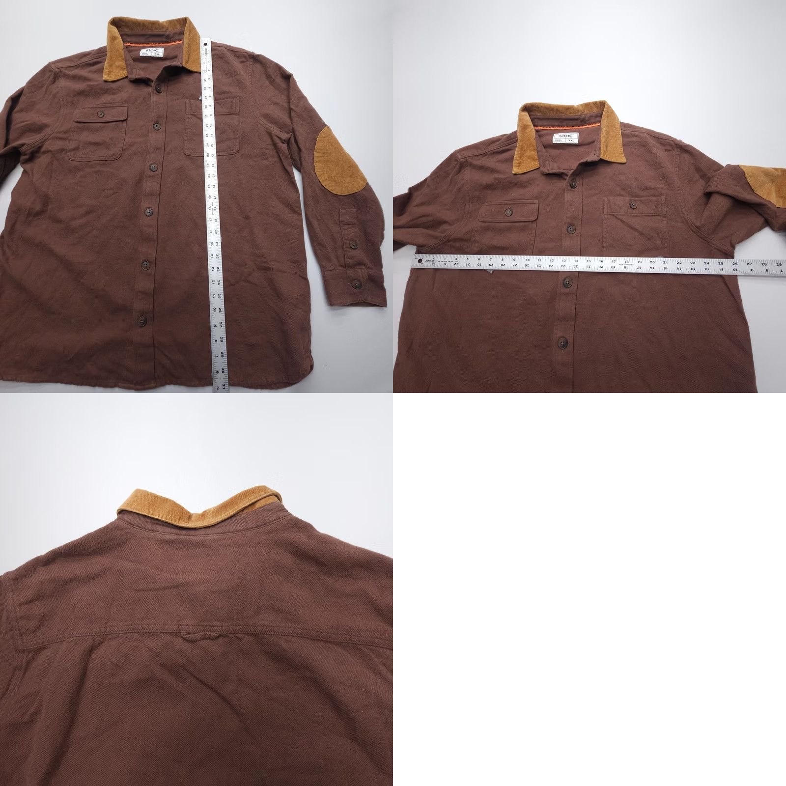 Stoic Stoic Mens Flannel Shirt 2XL Brown Corduroy Collar Elbow Patches Button-Up Outdoor Casual Workwear Shirt Size US XXL / EU 58 / 5 - 8 Thumbnail