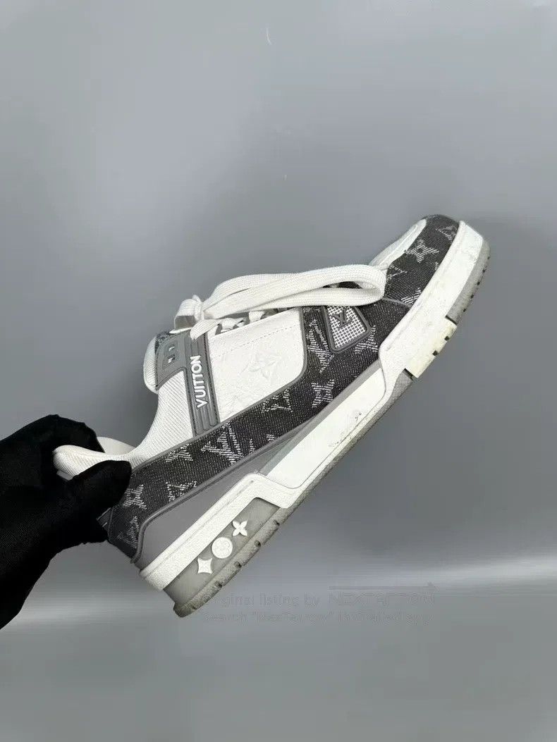 Louis Vuitton Louis Vuitton Grey and White Denim Trainer Casual Shoes Size US 7 / EU 40 - 6 Thumbnail