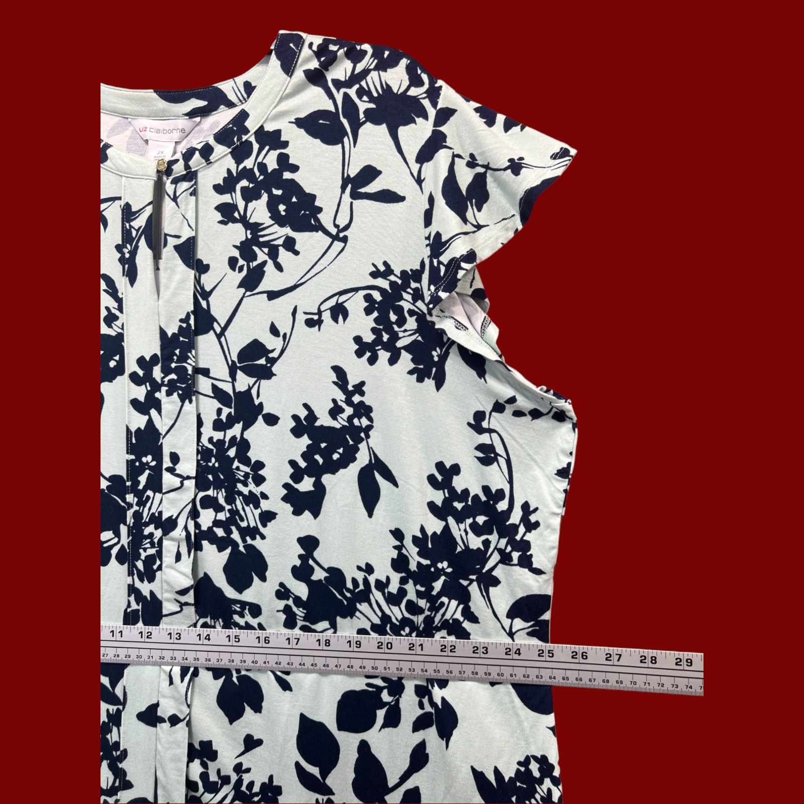 Other Liz Claiborne - Women's Keyhole Neck Short Sleeve Blouse - L Size XXL / US 16-18 / IT 52-54 - 4 Thumbnail