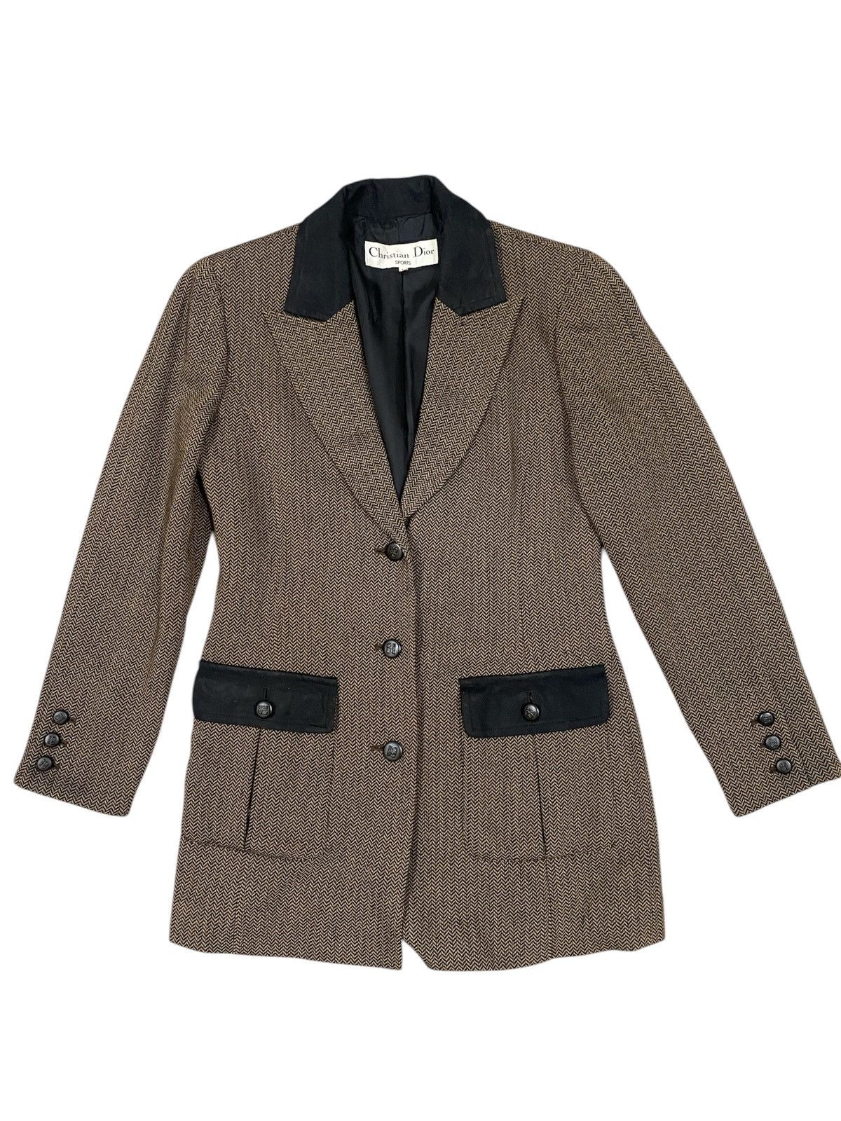 Christian Dior Monsieur VTG Christian Dior Sports Herringbone Wool Blazer Jacket Size M / US 6-8 / IT 42-44 - 1 Thumbnail