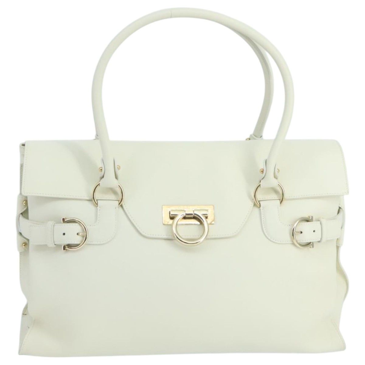 Salvatore Ferragamo Gancini White Leather Handbag (Pre-Owned) Size ONE SIZE - 1 Thumbnail