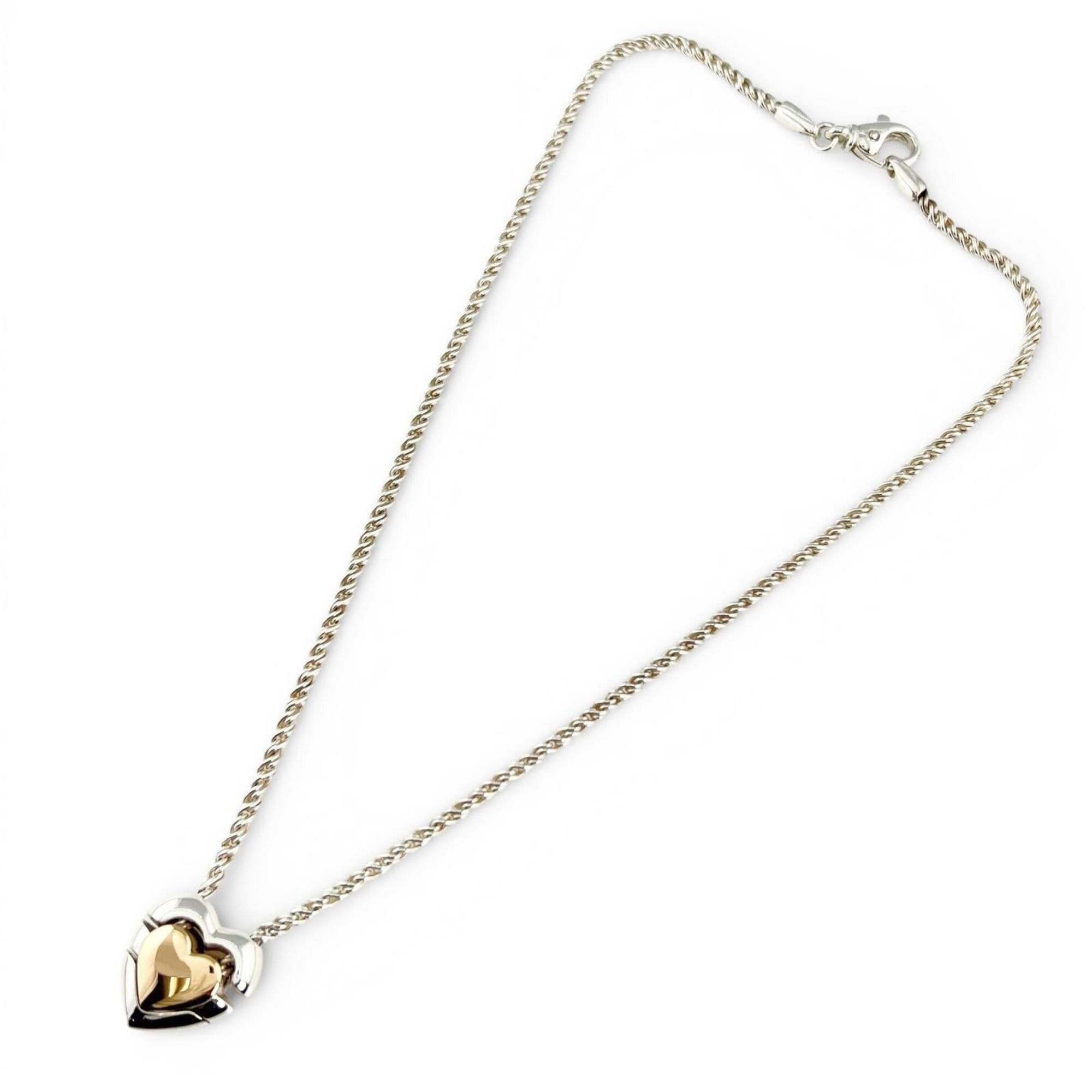 Tiffany & Co. TIFFANY&Co. Tiffany Vintage 925 750 Double Heart Puzzle Necklace, Silver and Gold, Made in Italy, Weight 22.9g, Women's. Size ONE SIZE - 1 Thumbnail