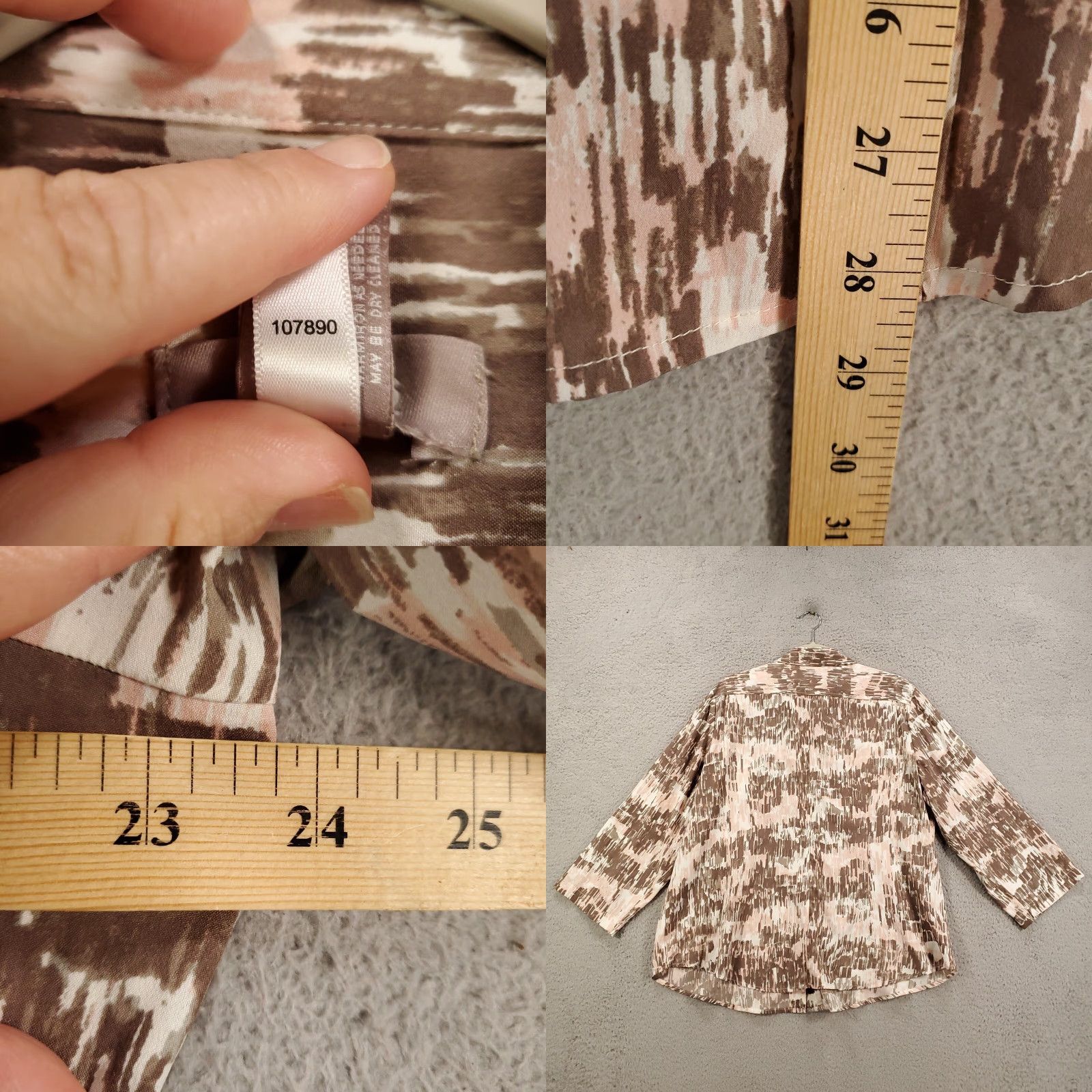 Vintage Chicos Button-Up Top Womens XL Pink Brown Roll Tab Sleeve Blouse Chicos 3 Size XL / US 12-14 / IT 48-50 - 8 Thumbnail