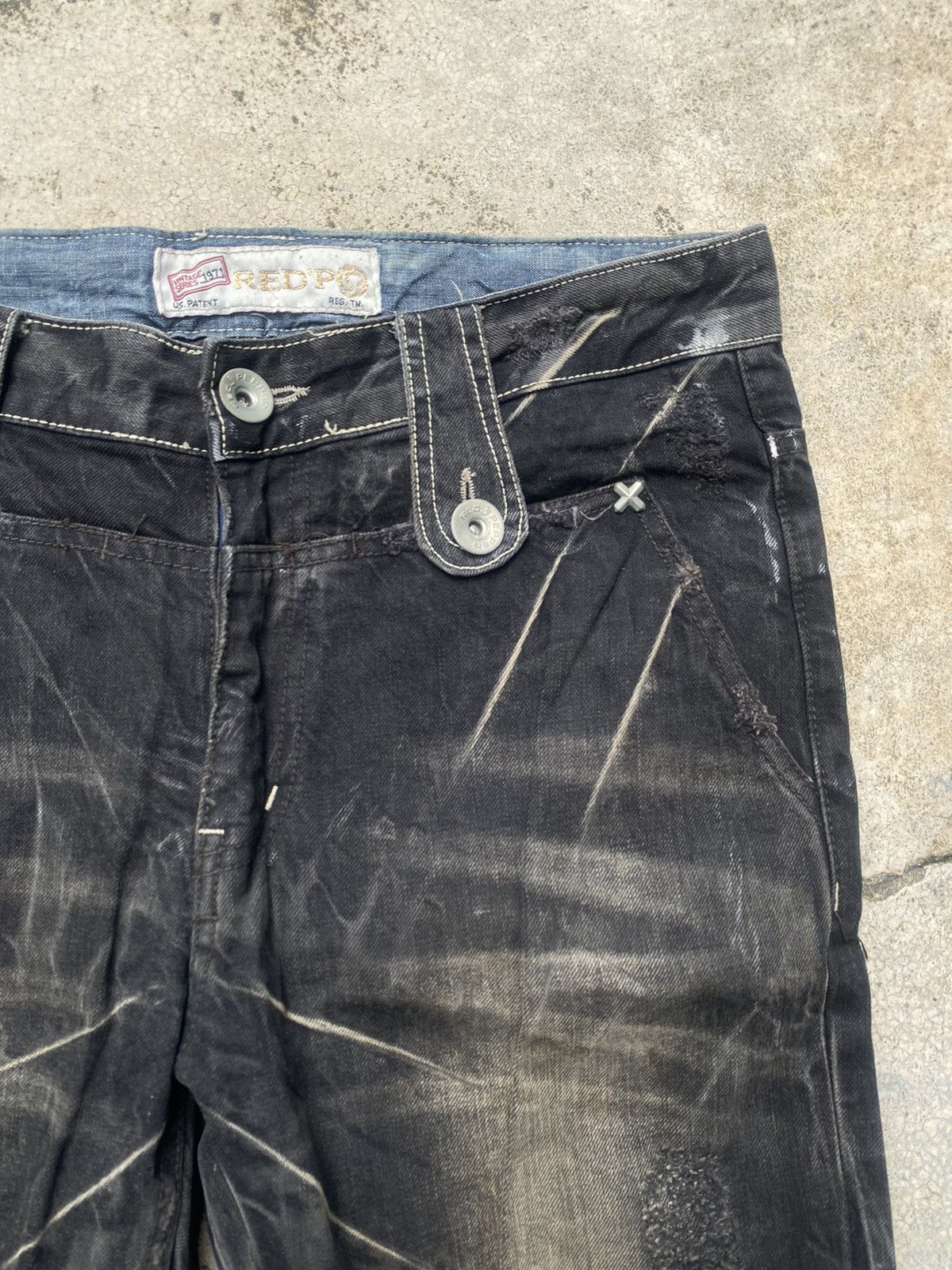 If Six Was Nine × Japanese Brand Red Pepper Faded Clawmark Boro Straight cut Jeans Size US 32 / EU 48 - 3 Thumbnail