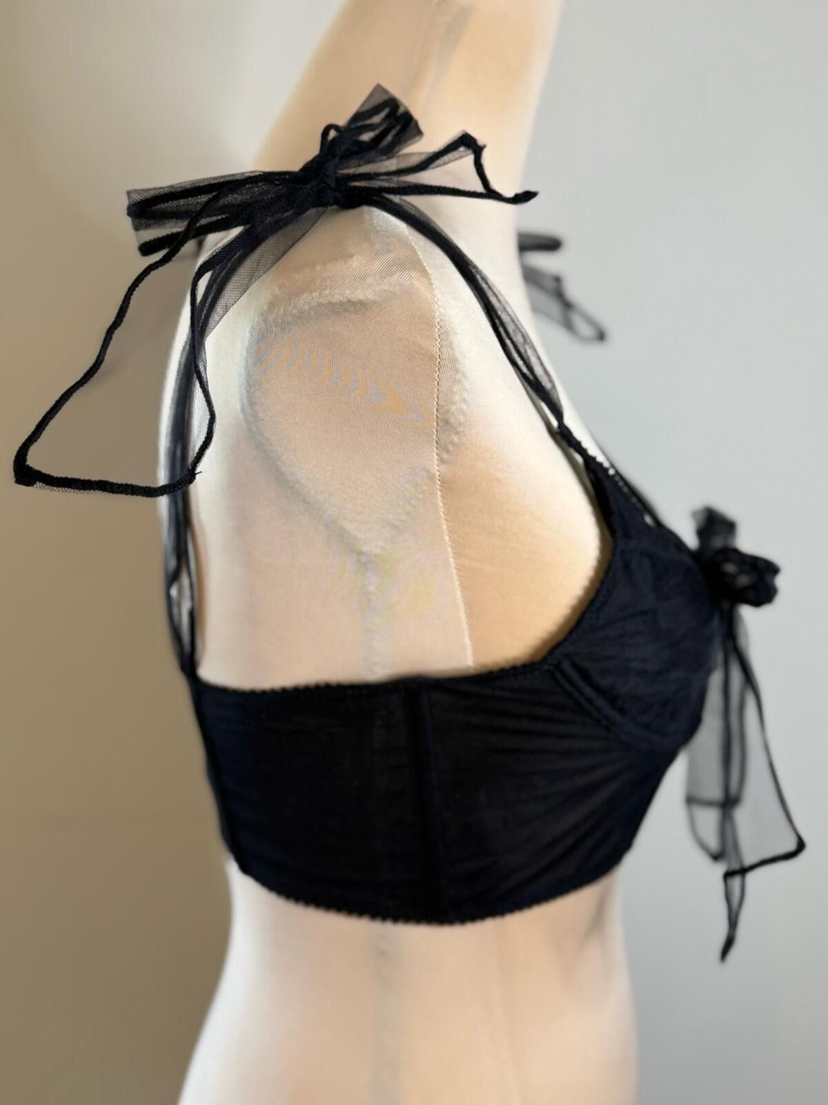 Urban Outfitters Urban outfitters black bralette top coquette bows SZ M Size ONE SIZE - 3 Thumbnail