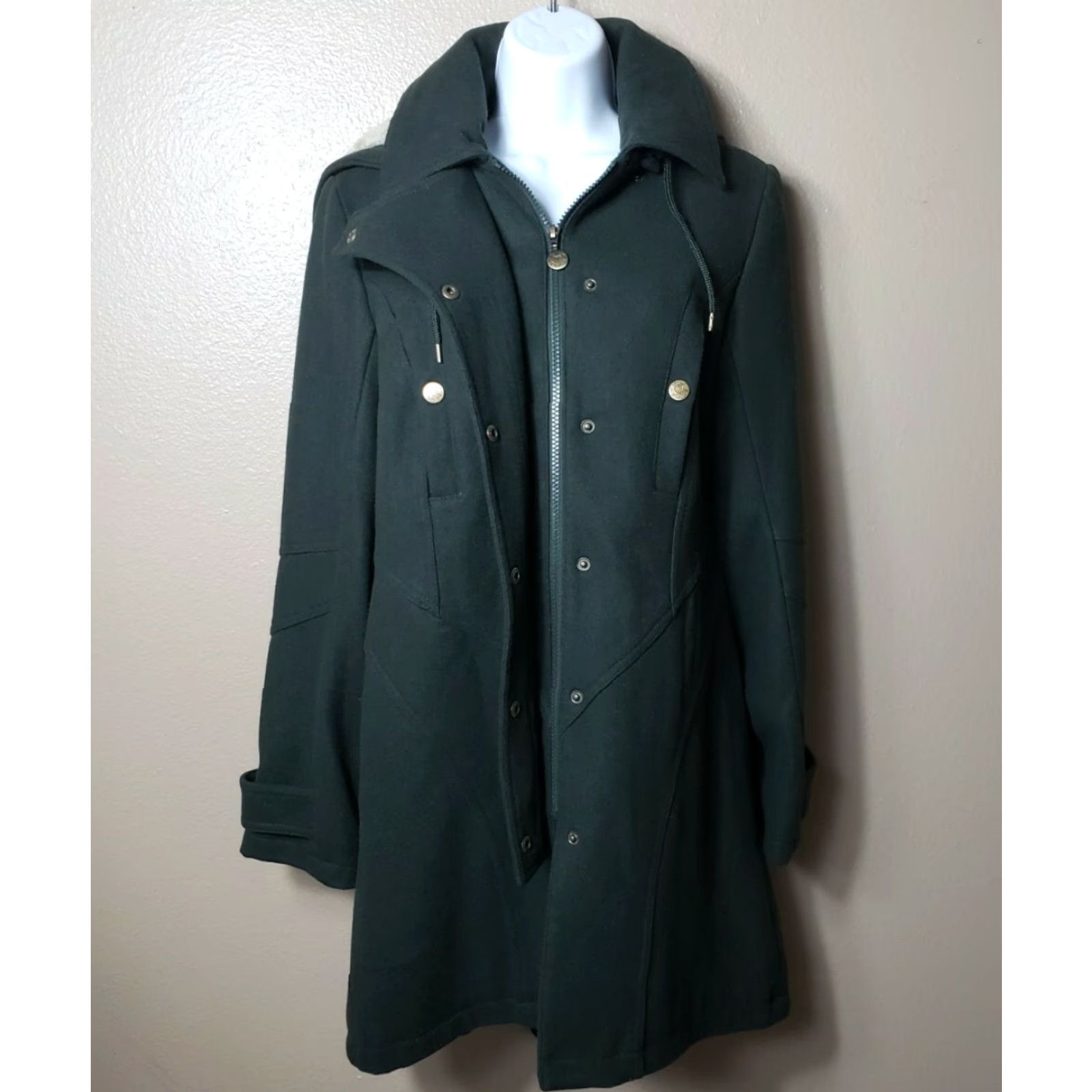 Betsey Johnson Betsey Johnson Black Label Womens |2| Forest Green Wool Coat w/Sherpa Lined Hood Jacket/Coat, Hooded, Lined, Vintage Size XS / US 0-2 / IT 36-38 - 3 Thumbnail