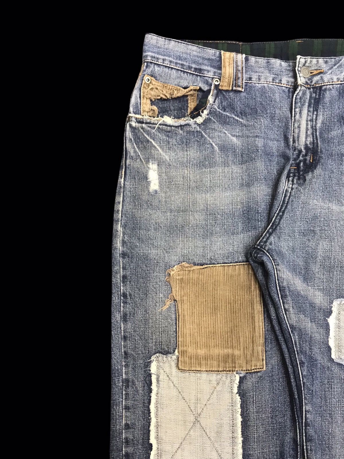 Japanese Brand 💥DENIM ART💥SACRIFICE Japan Destroyed Patchwork Denim F156 Size US 34 / EU 50 - 4 Thumbnail