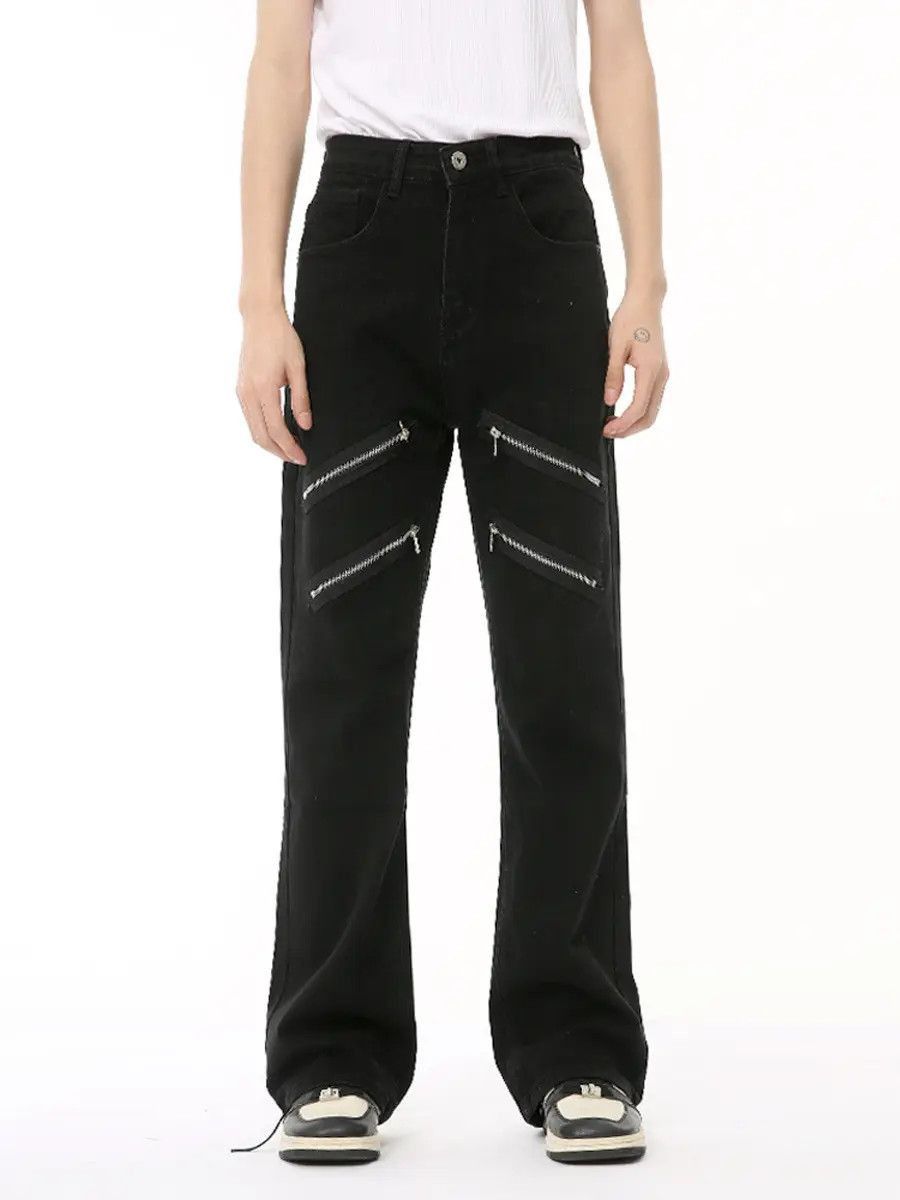 Japanese Brand Retro loose patchwork zipper jeans Size US 32 / EU 48 - 4 Thumbnail