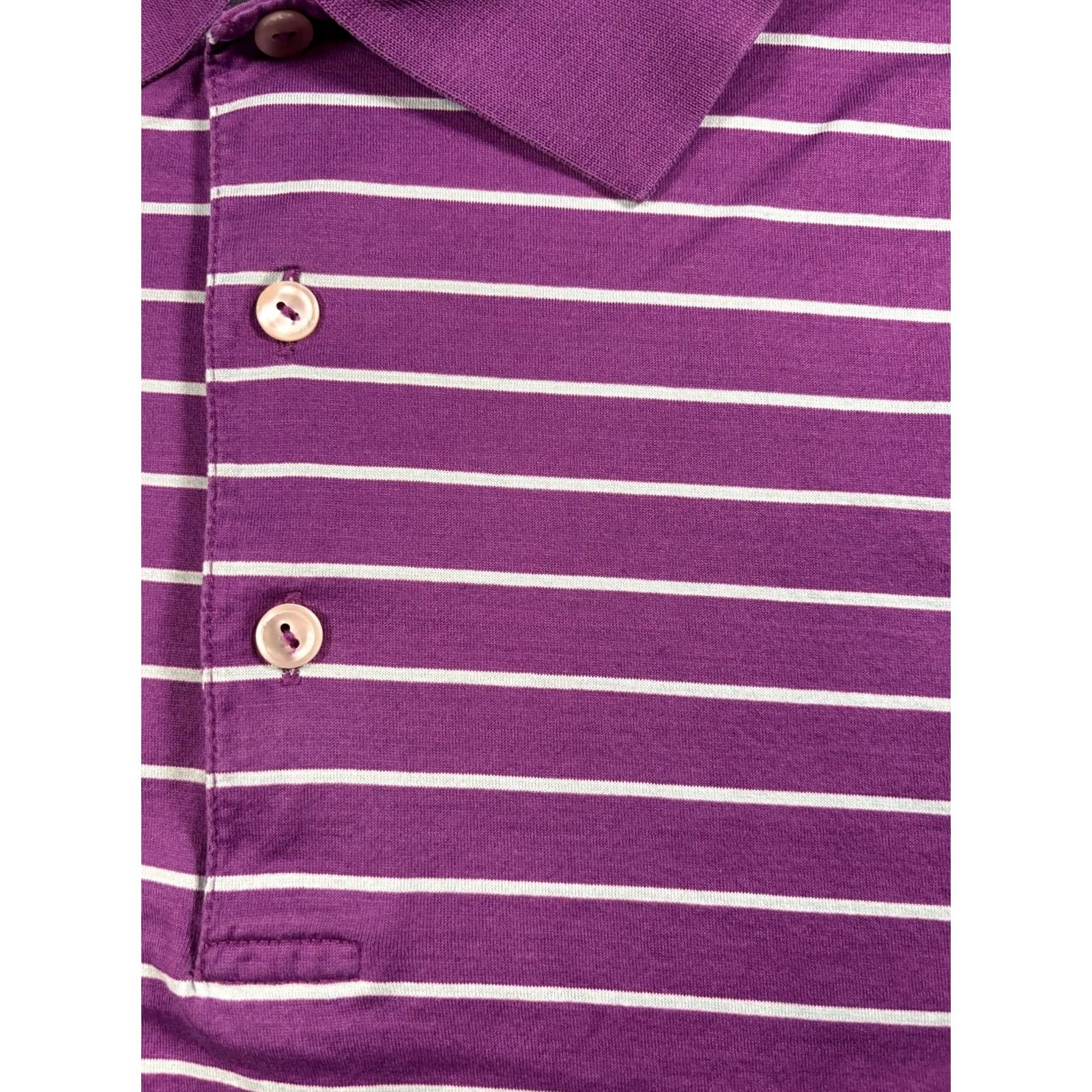 Peter Millar Polo Shirt Golf Mens Medium Purple Stripe Cotton Knit Hualalai, Men's — image 3 of 6