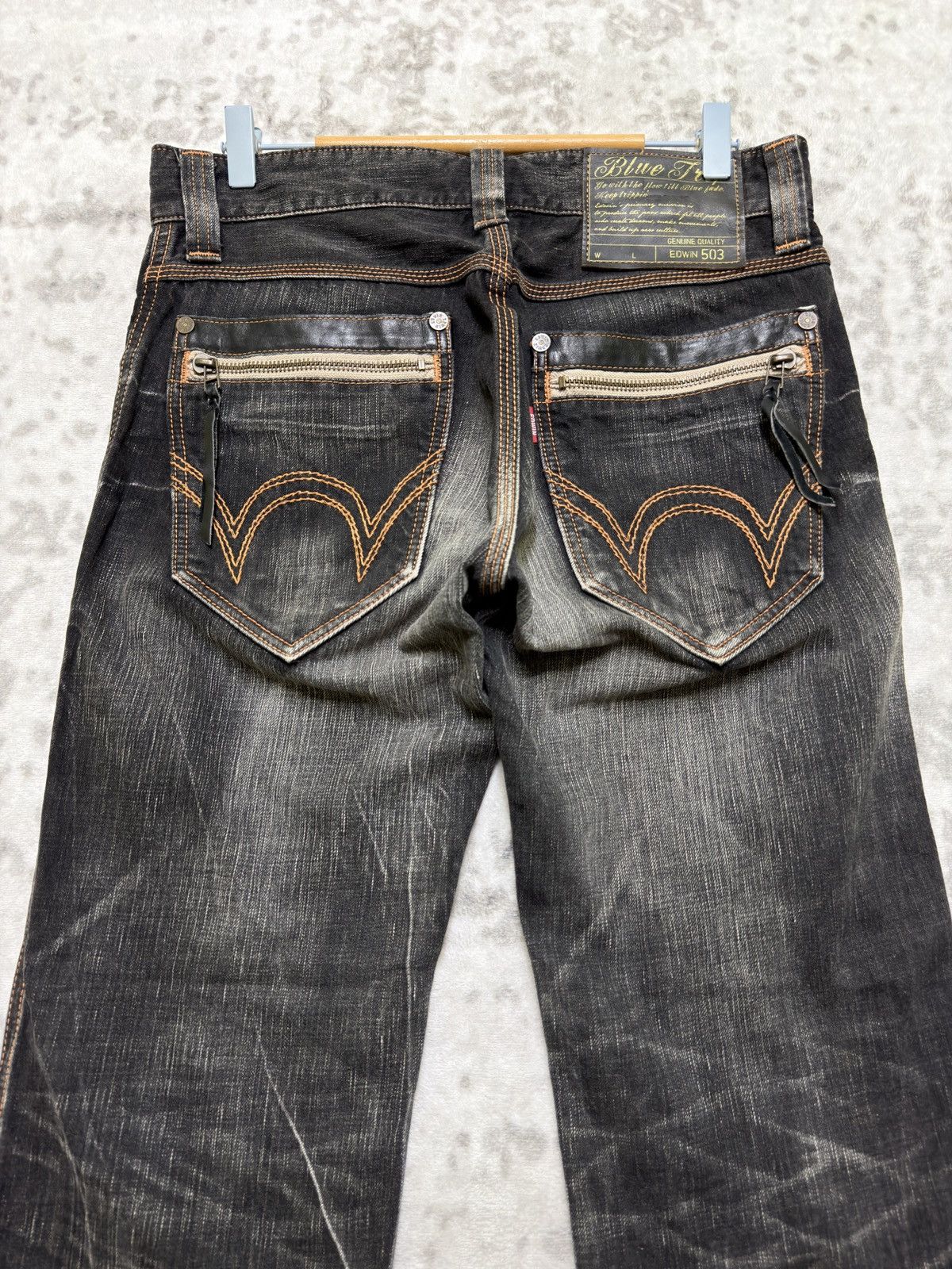 Edwin Vintage Edwin 503 Blue Trip Mud Wash Straight Y2K Denim Size US 31 - 9 Thumbnail