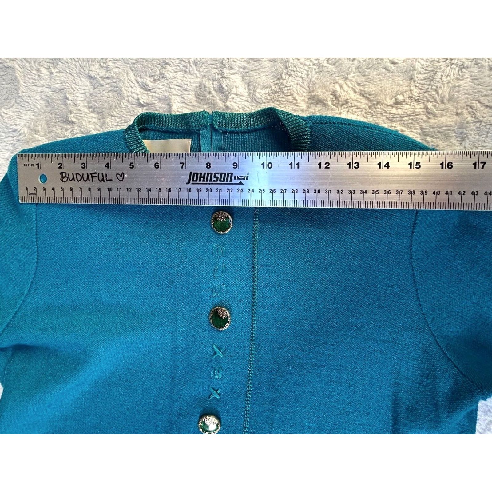 Vintage VINTAGE Steve Fabrikant Womens Medium Wool Blend Knit Sweater Dress Turquoise Size M / US 6-8 / IT 42-44 - 4 Thumbnail