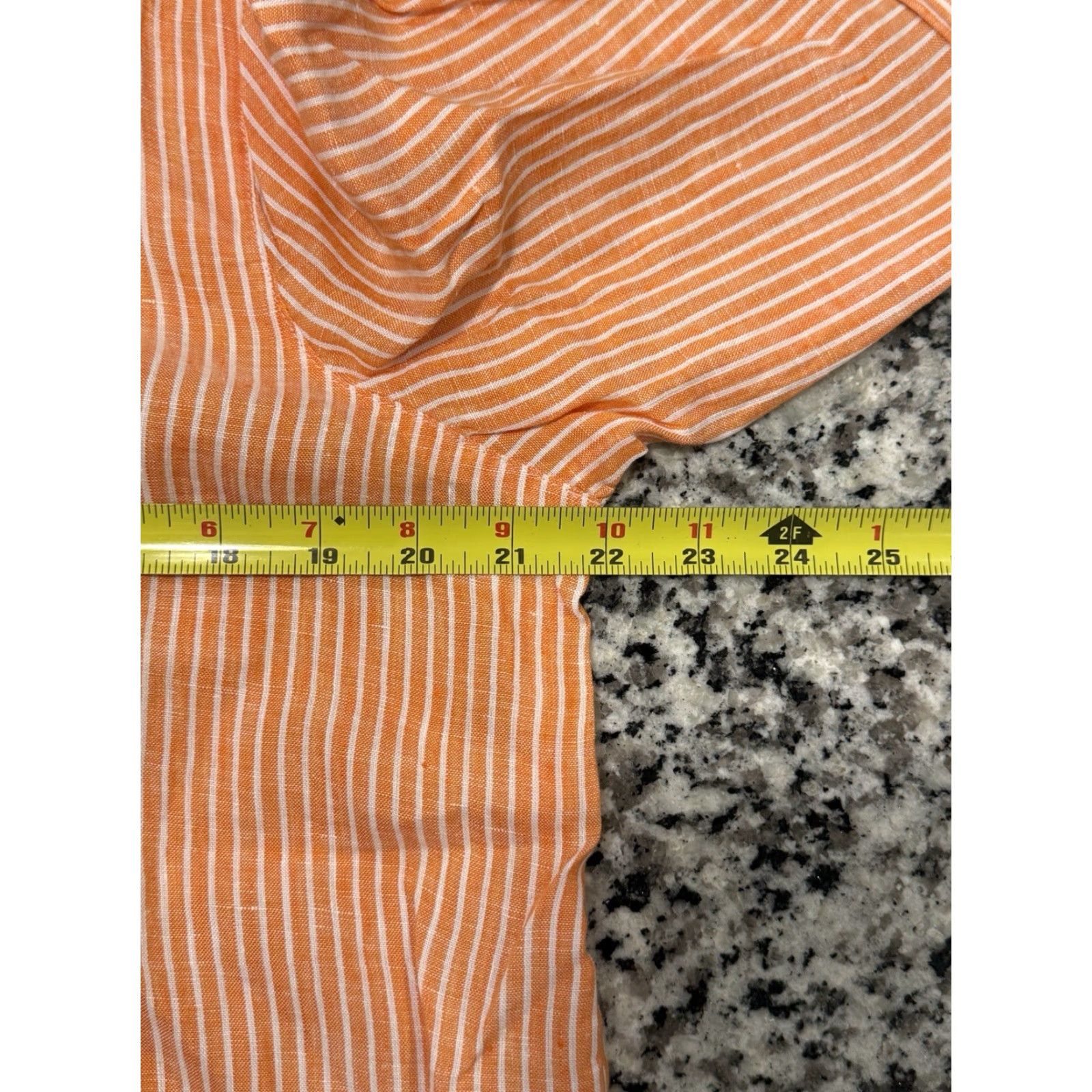 J. Jill J. Jill Shirt Women M Orange Linen Striped Button-Up Long Sleeve Collared Beach Preppy Coastal Womens Size M / US 6-8 / IT 42-44 - 3 Thumbnail