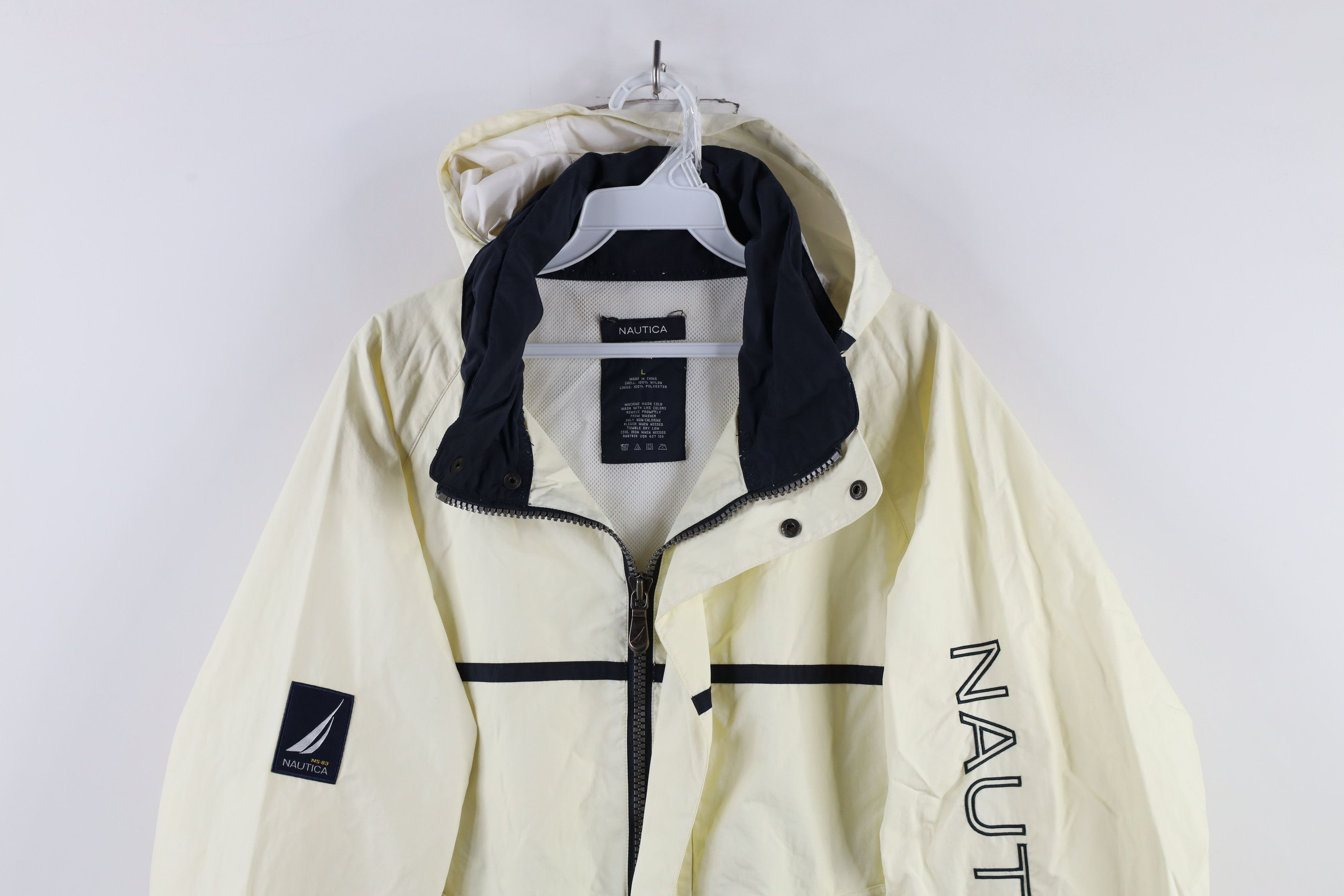 Nautica × Vintage Vintage 90s Nautica Hooded Sailing Windbreaker Jacket Cream Size US L / EU 52-54 / 3 - 2 Thumbnail