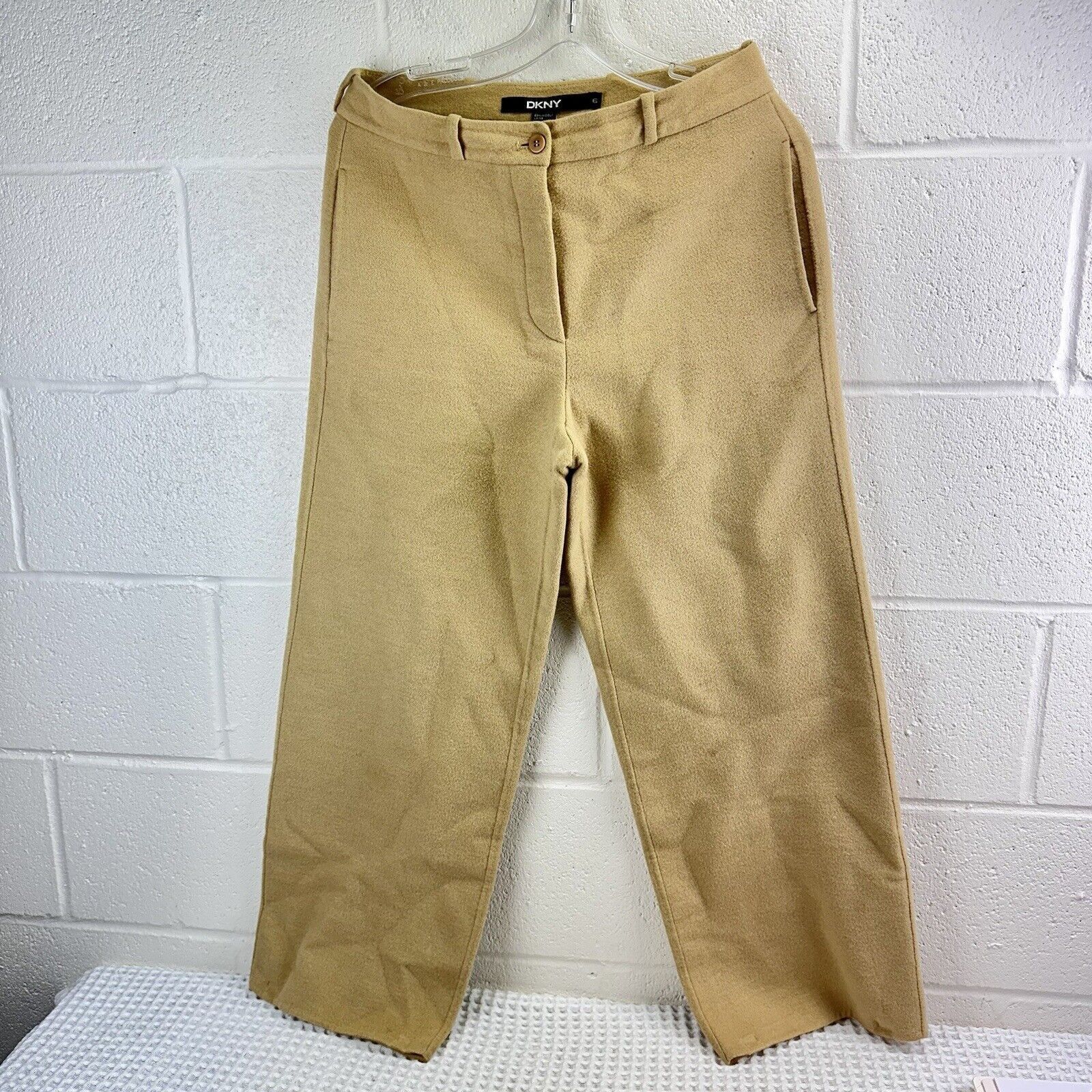 DKNY DKNY Beige Solid Wool Blend Women Flat Dress Pants Sz6 28x27 Size 28" / US 6 / IT 42 - 1 Thumbnail
