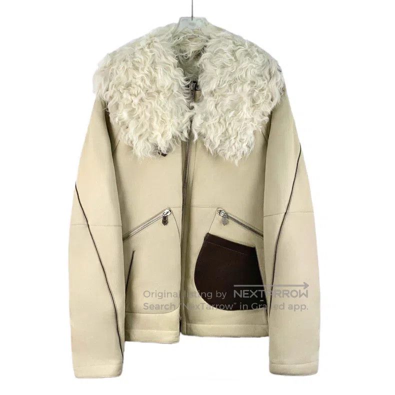 Hermes Hermes 22 Trendy Off-White Leather and Fur Zip-Up Long Sle Size US M / EU 48-50 / 2 - 1 Thumbnail