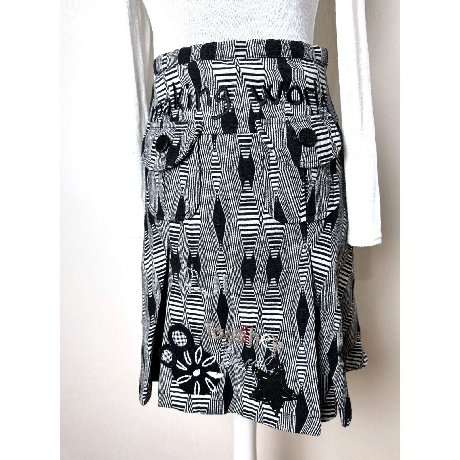 Desigual Desigual Skirt Women Grey Size 36 Knee Length Cotton 97F2768 Size 25" / US 0 / IT 36 - 3 Thumbnail