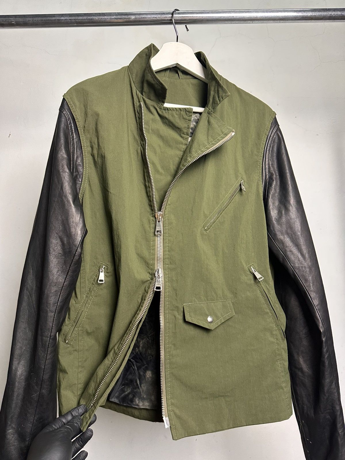 Giorgio Brato Giorgio Brato Ripstop Hybrid Leather Ratti Biker Jacket Size US L / EU 52-54 / 3 - 18 Thumbnail