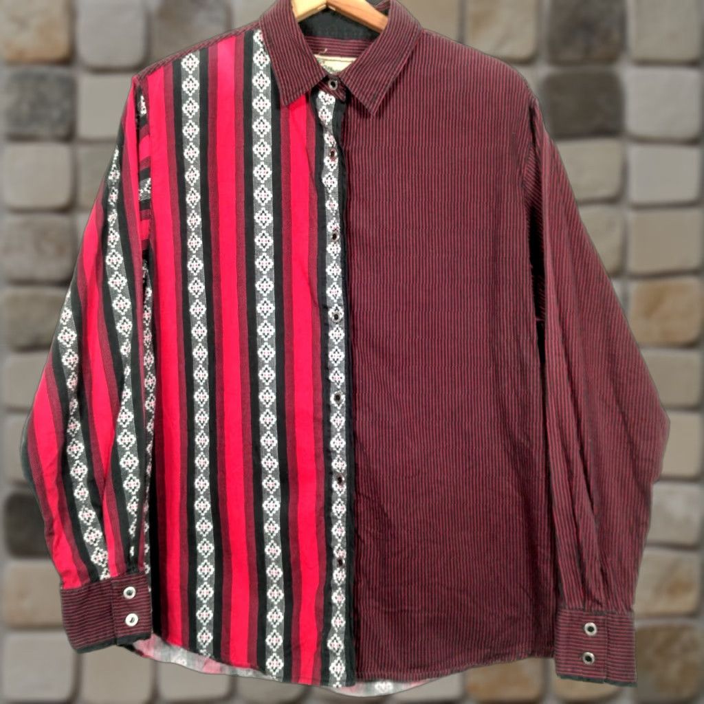 Wrangler VINTAGE Wrangler Shirt Women XL Red Black Stripe Southwestern Geometric Western Button-Up Size XL / US 12-14 / IT 48-50 - 1 Thumbnail