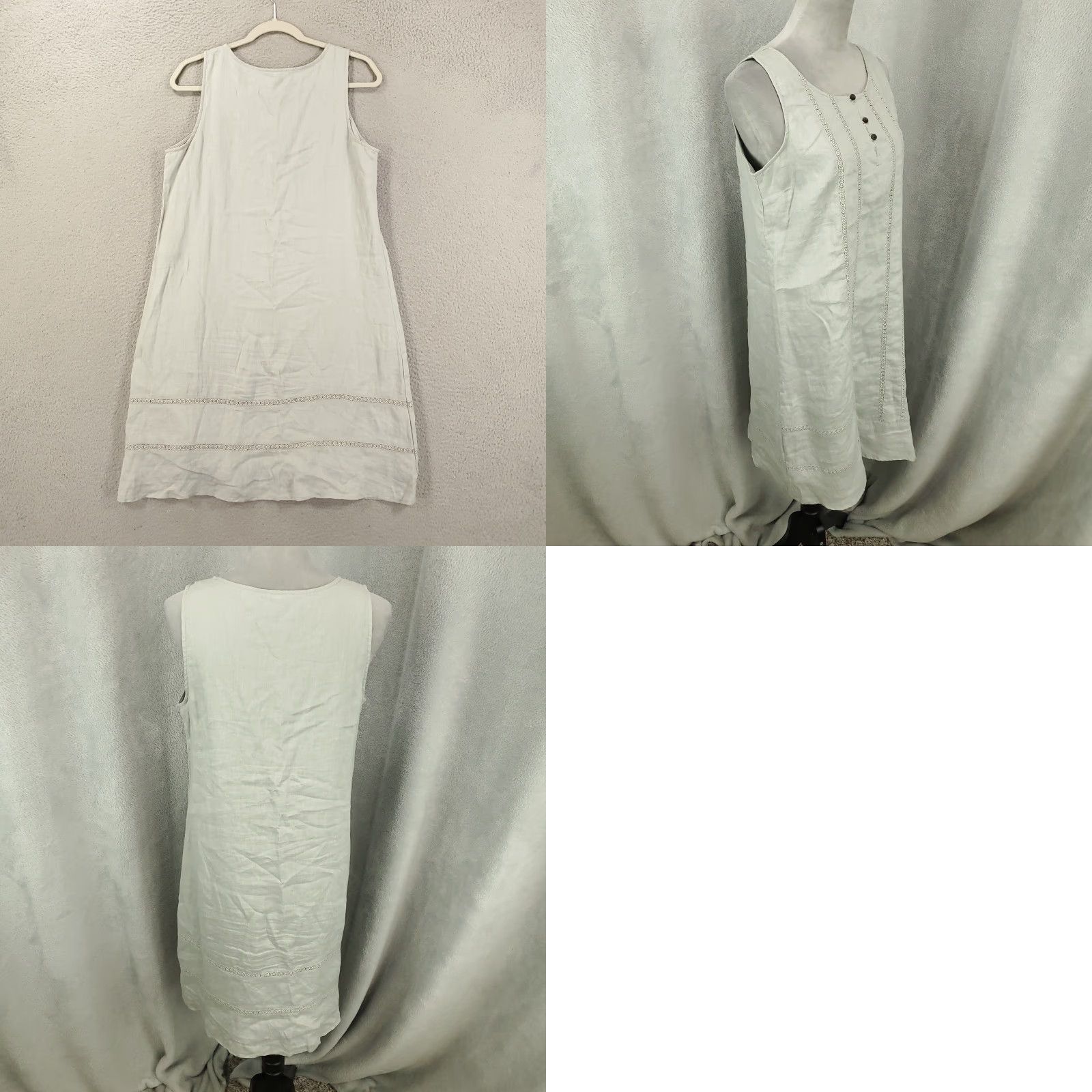 Vintage Garnet Hill Linen Tank Dress Size 6 Gray A-Line Embroidered Casual Sundress Womens Size M / US 6-8 / IT 42-44 - 8 Thumbnail