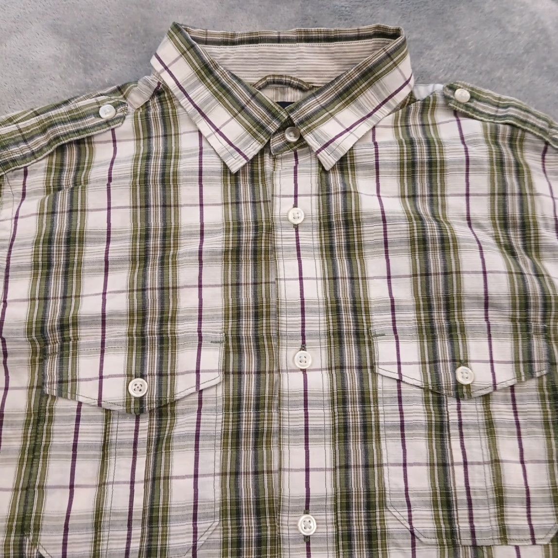 Banana Republic Banana Republic Shirt Mens Medium Green Plaid Roll Tab Long Sleeve Button Up Size US M / EU 48-50 / 2 - 2 Thumbnail