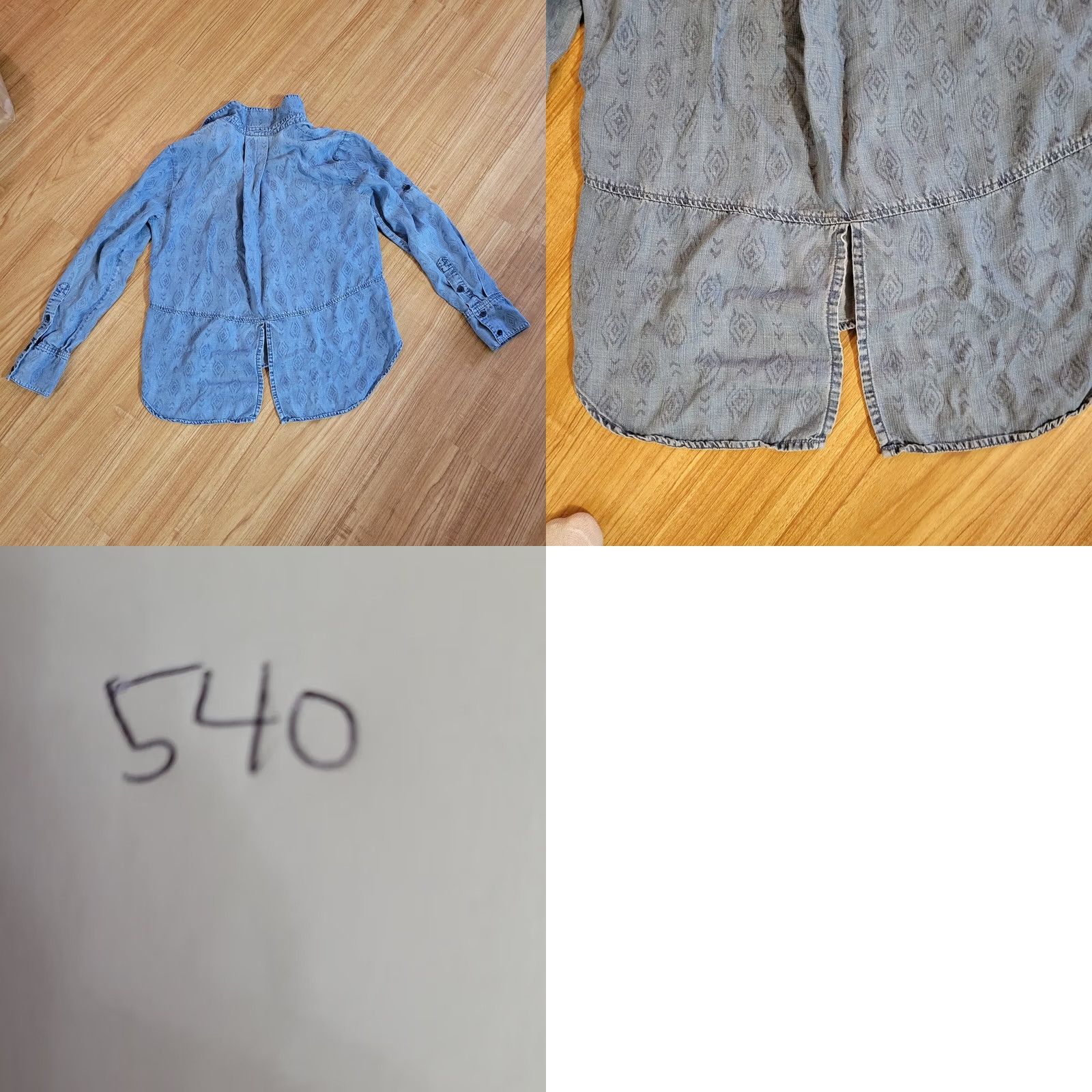 Denime Cloth & Stone Top Shirt Womens Medium Blue Chambray Southwest Aztec Casual Shirt Womens M Blue Southwestern Pattern Button Front Blouse Size M / US 6-8 / IT 42-44 - 9 Thumbnail