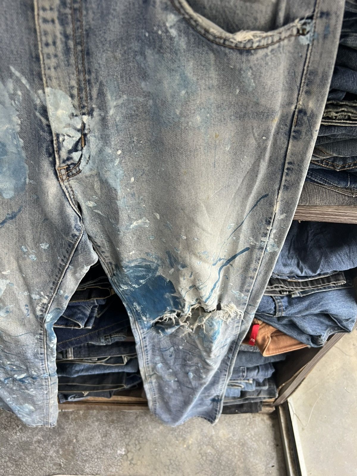 If Six Was Nine 🔥Rare Vintage Edwin Paint Splash Distressed Denim Size US 32 / EU 48 - 8 Thumbnail