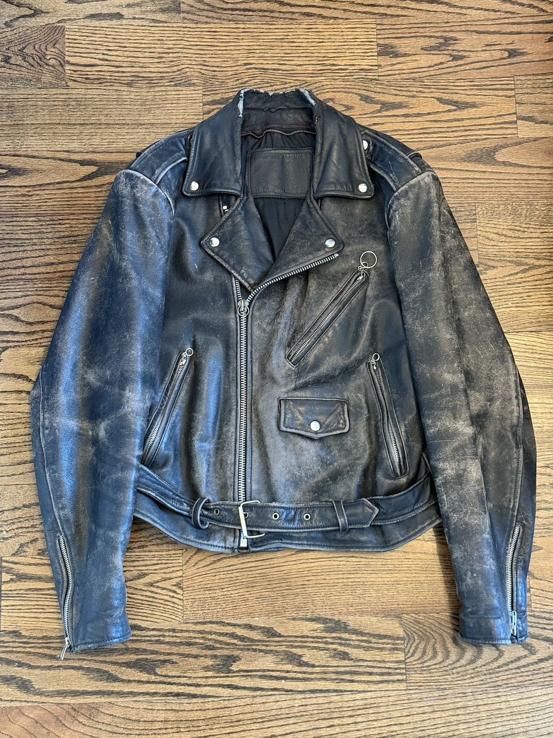 Vintage Custom Vintage Leather Jacket (Very Worn) Size US L / EU 52-54 / 3 - 2 Thumbnail