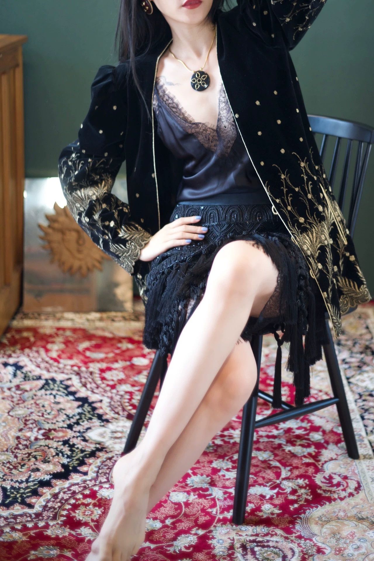 Emanuel Ungaro Emanel Ungaro Vintage Velvet Embroidered Buttoned Jacket Size S / US 4 / IT 40 - 1 Thumbnail