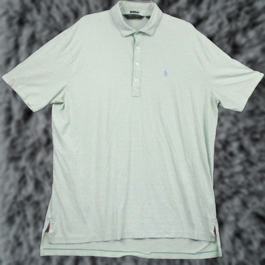 Ralph Lauren VINTAGE Polo Golf Ralph Lauren Polo Shirt Mens XL Tall Striped Stretch Lisle Green Blue Size US XL / EU 56 / 4 - 1 Thumbnail