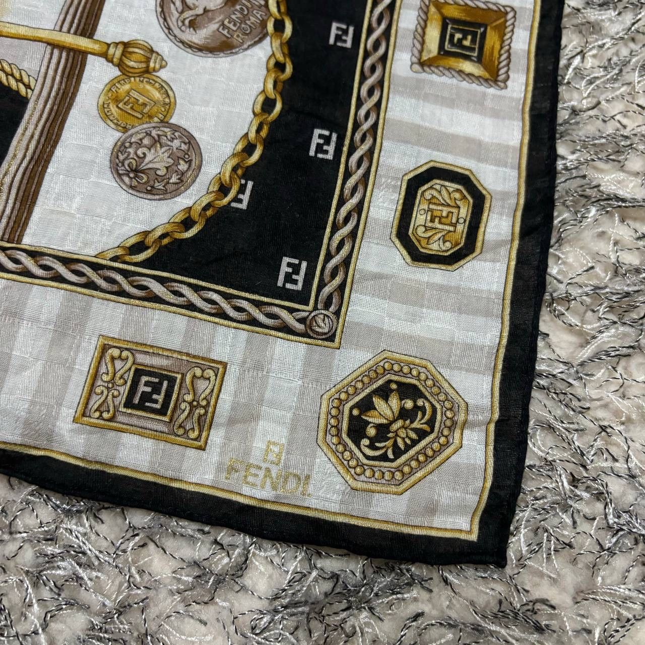 Fendi Fendi Zucca FF Logo Mini Scarf Neckerchief Handkerchief Size ONE SIZE - 3 Thumbnail