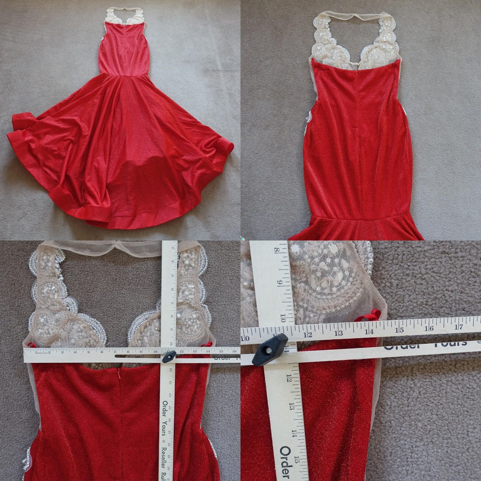 Vintage VINTAGE Babaroni Dress XS Red Prom Halter Mermaid Maxi Gown Rhinestone Formal Evening Women XS Red Mermaid Maxi Beaded Rhinestone Strap Halter Dress Size XS / US 0-2 / IT 36-38 - 8 Thumbnail