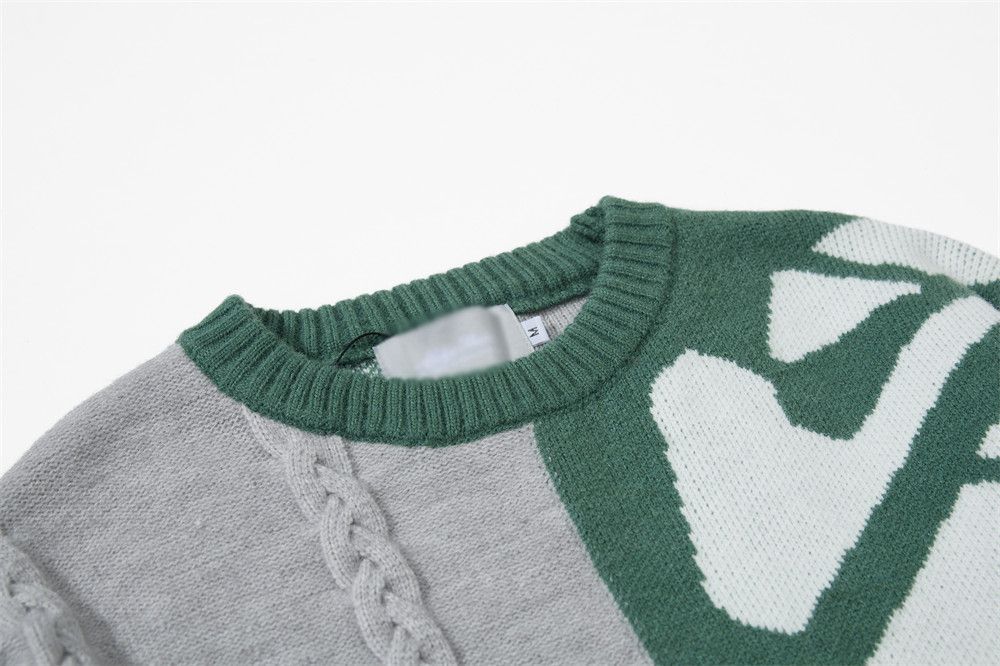 Vintage Men's irregular knitted contrast stitching crew neck sweater Size US M / EU 48-50 / 2 - 3 Thumbnail