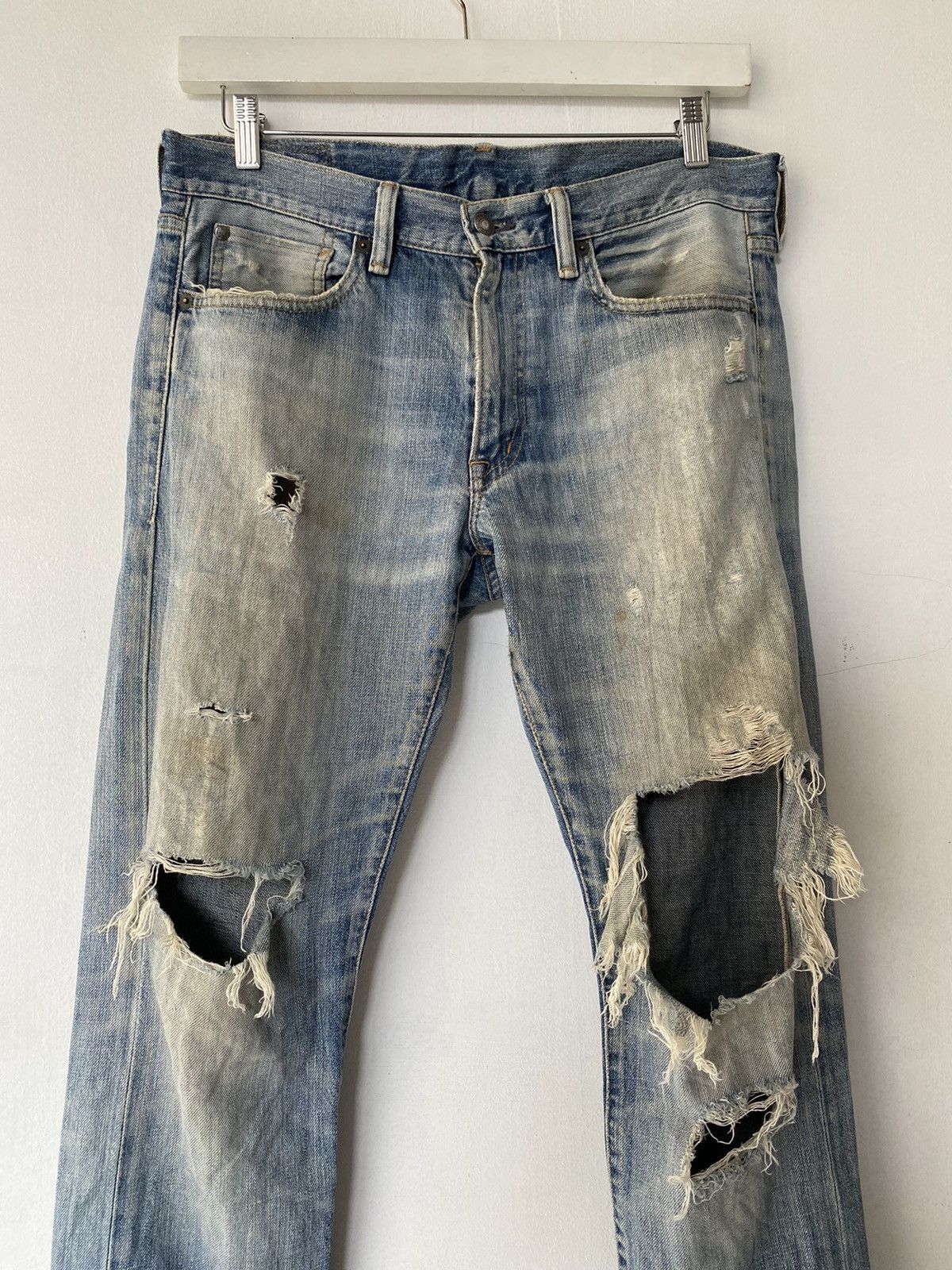 Ralph Lauren × Vintage THRASHED Mud Wash Ralph Lauren Destroyed Jeans Size US 32 / EU 48 - 1 Thumbnail