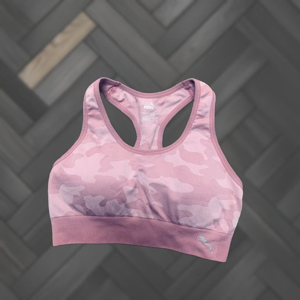Puma Puma Womens Sports Bra Pink Camo Wireless Racerback Pullover Padded S Shirt Womens Mismatch? Size S / US 4 / IT 40 - 1 Thumbnail