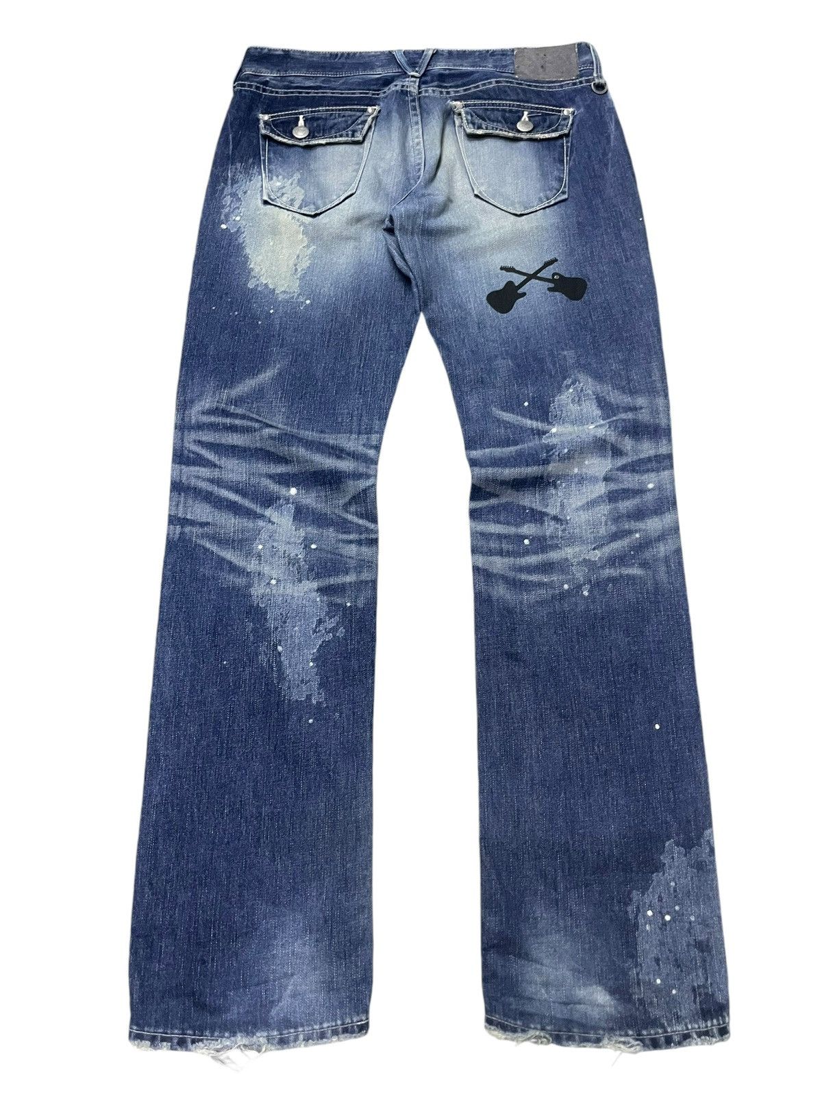GOSTAR DE FUGA × Vanquish × semanticdesign Vanquish Japan Crossed Whiskers Blue Wash Rockstars Jeans Size US 34 / EU 50 - 2 Thumbnail