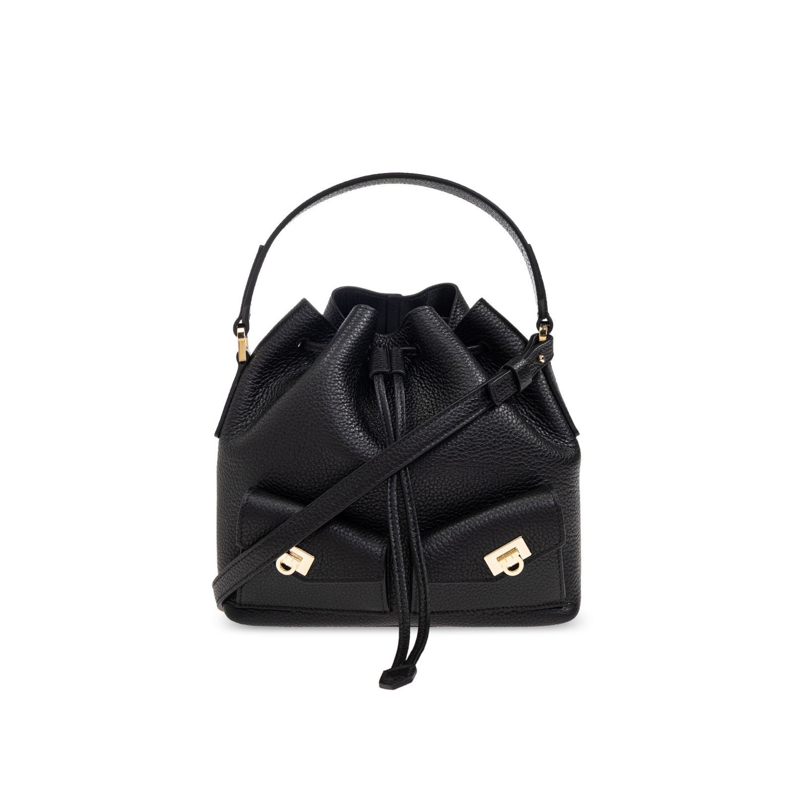 Salvatore Ferragamo FERRAGAMO Multipocket Black Drawstring Bucket Bag New & Auth Size ONE SIZE - 1 Thumbnail