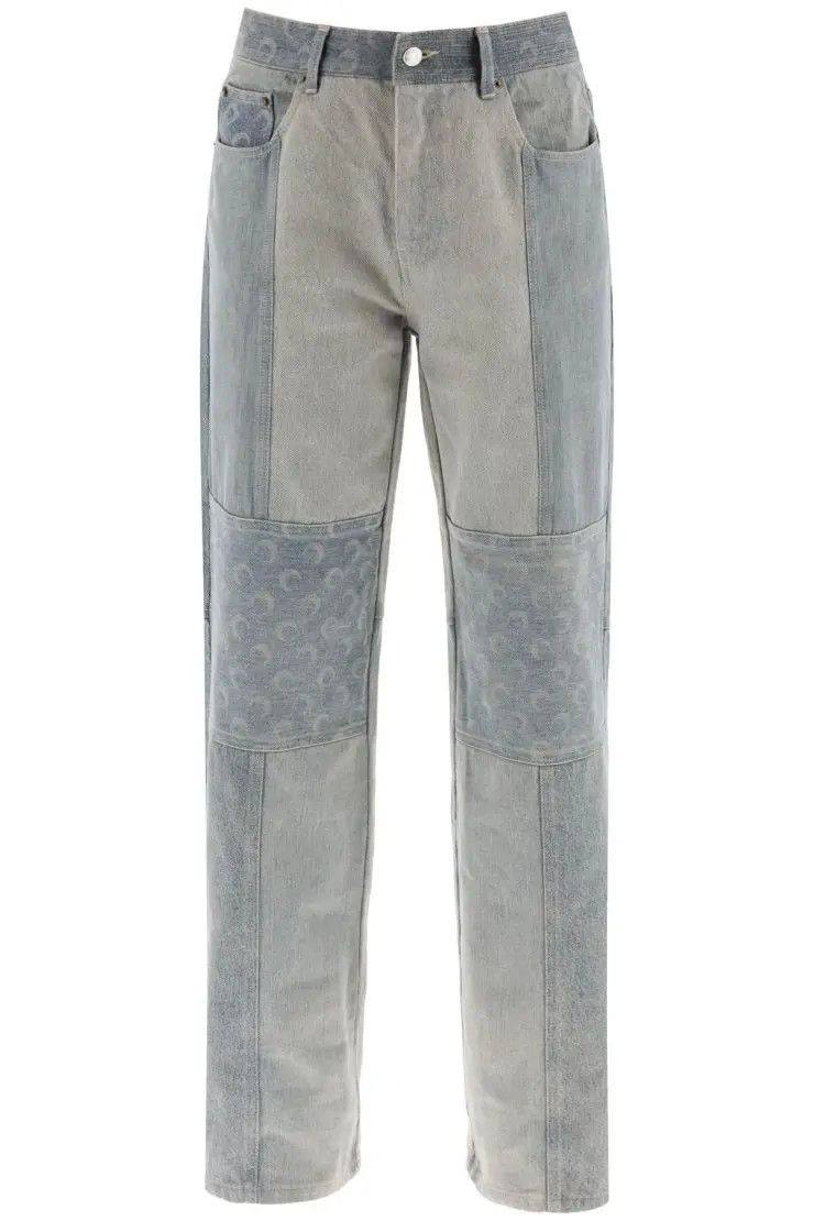image of Marine Serre O1S22I1N0324 Wide-Leg Jeans In Blue, Men's (Size 34)
