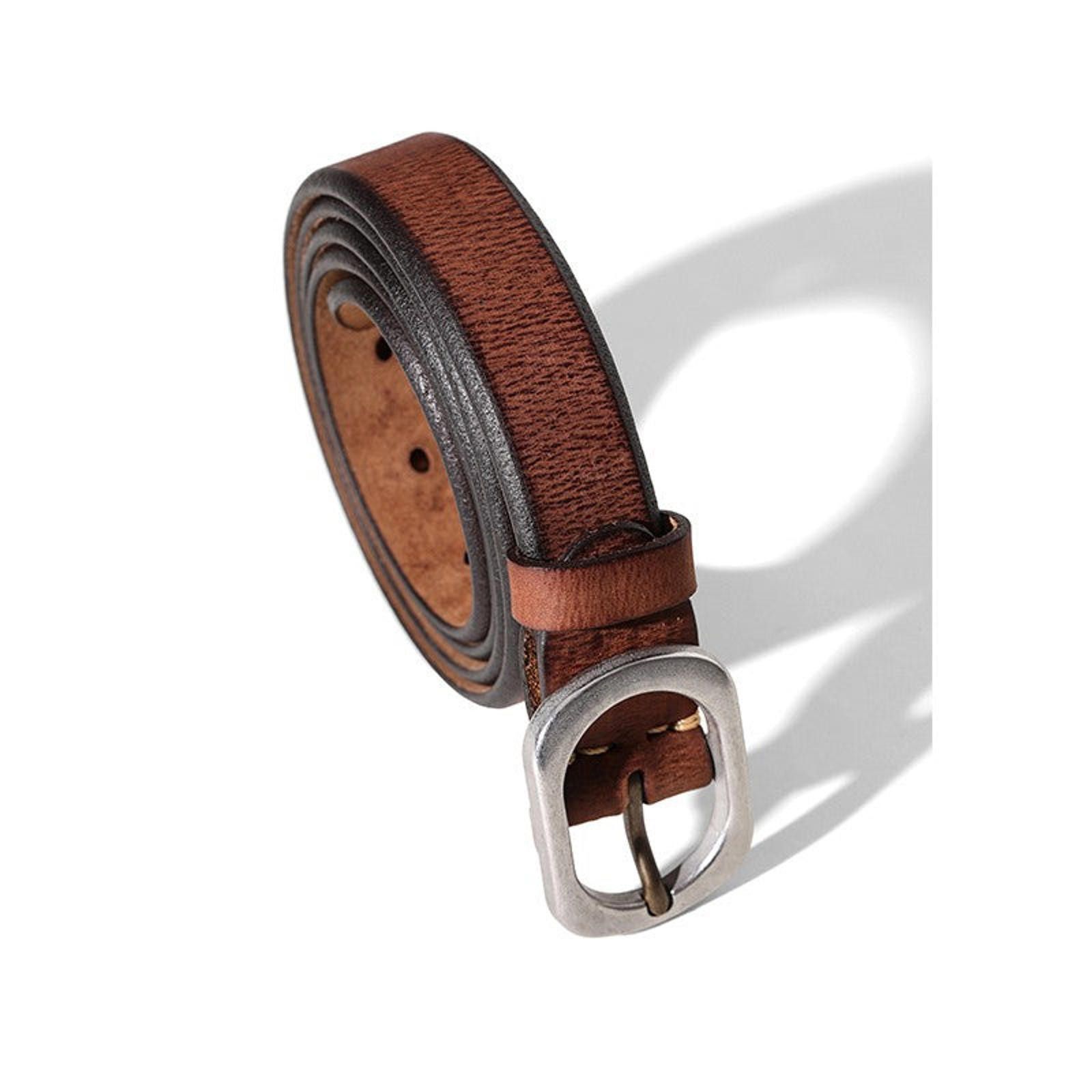 Leather Washed Italian Leather Belt – Handmade, Copper Buckle Size ONE SIZE - 3 Thumbnail