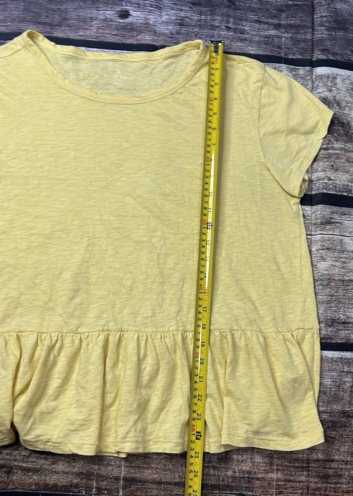 Other Caslon Top Womens Large Organic Cotton Ruffle Hem Yellow Size L / US 10 / IT 46 - 8 Thumbnail