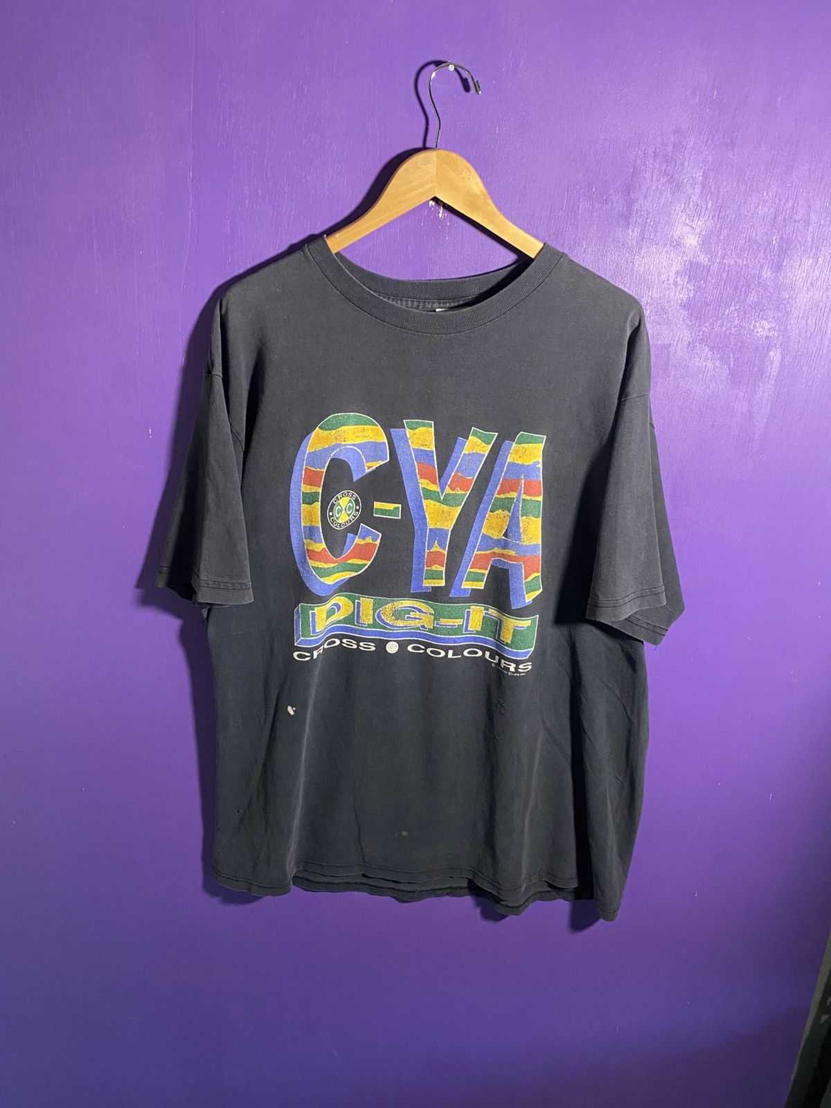 Cross Colours Vintage 90s Cross colours CYA ya dig t-shirt Size US XL / EU 56 / 4 - 1 Thumbnail
