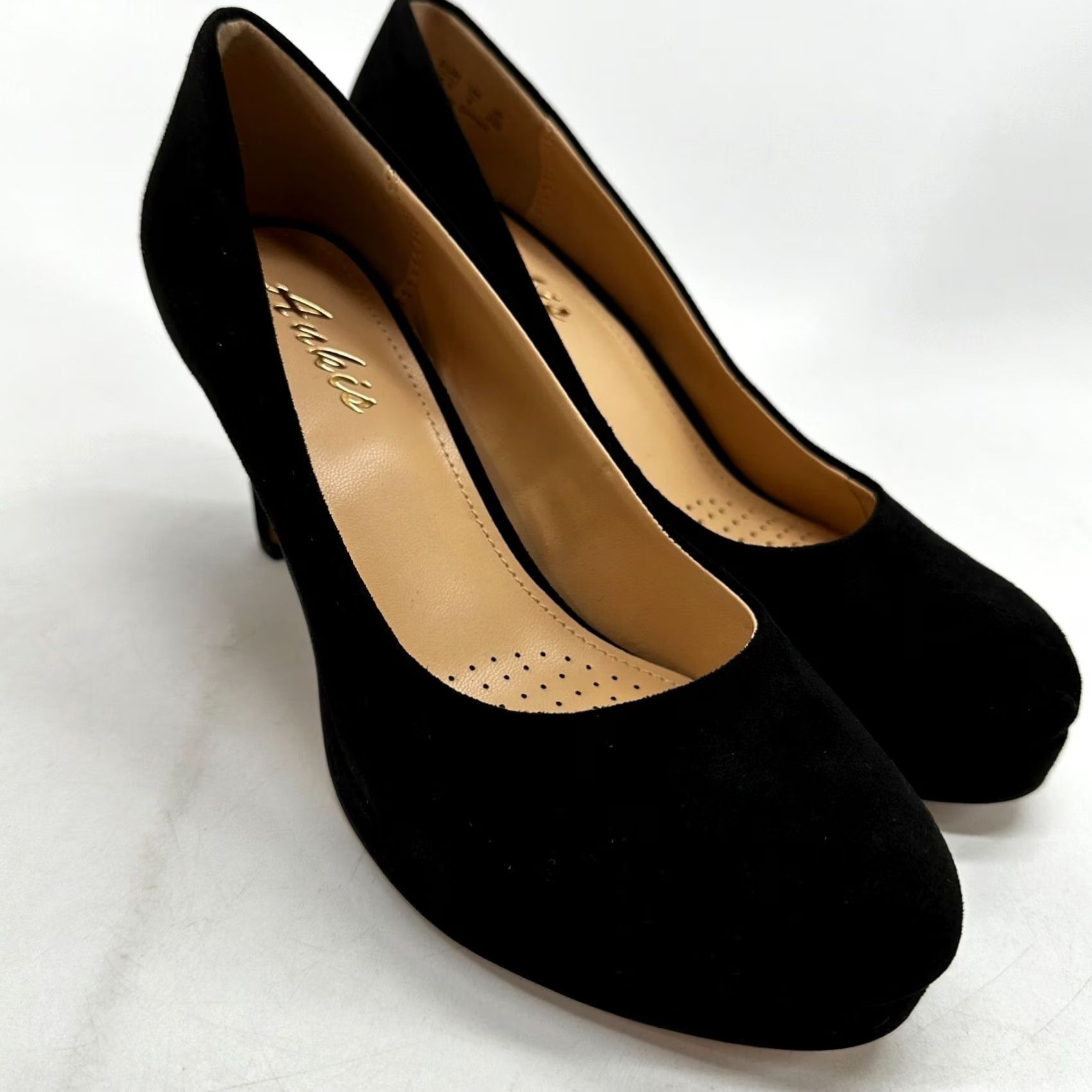 Vintage Ankis Platform Pump Heels Black Women's Size 6 Suede Slip On Round Toe Shoes Pumps Stiletto Casual Classic Women Size US 4 / IT 34 - 2 Thumbnail